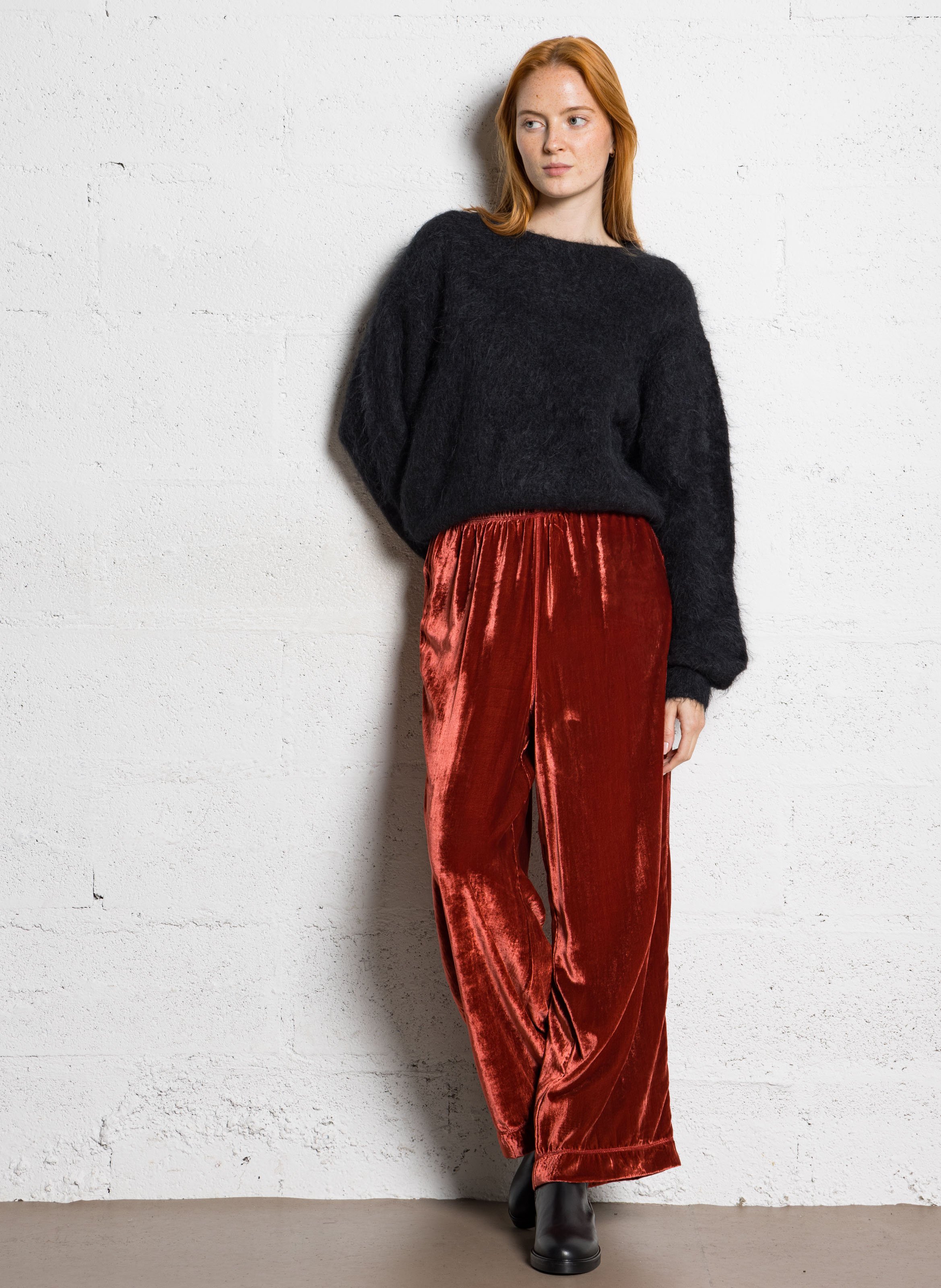 Pull oversize col rond en laine mélangée niby AMERICAN VINTAGE Noir