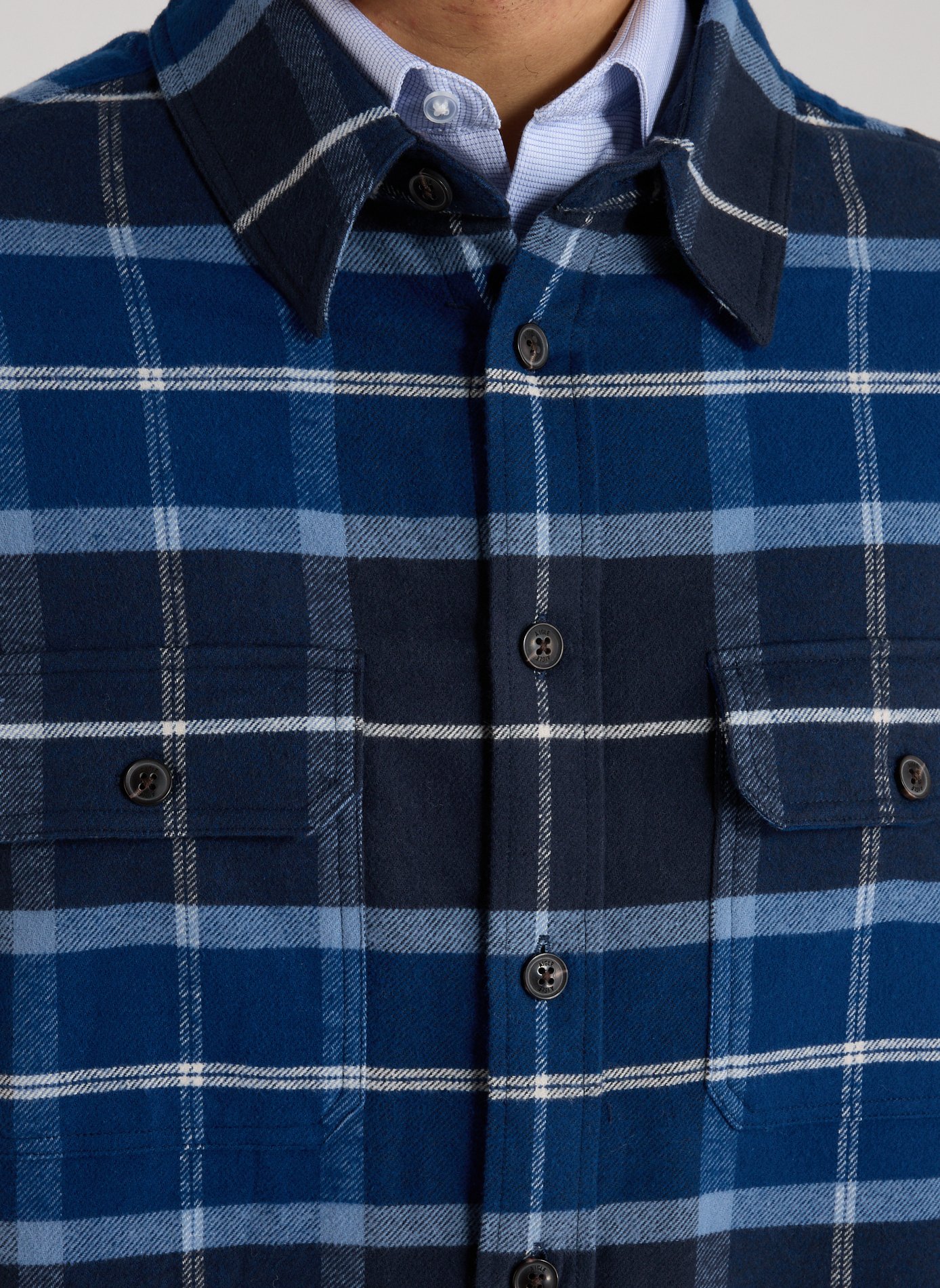 Chemise à carreaux en coton AIGLE Bleu
