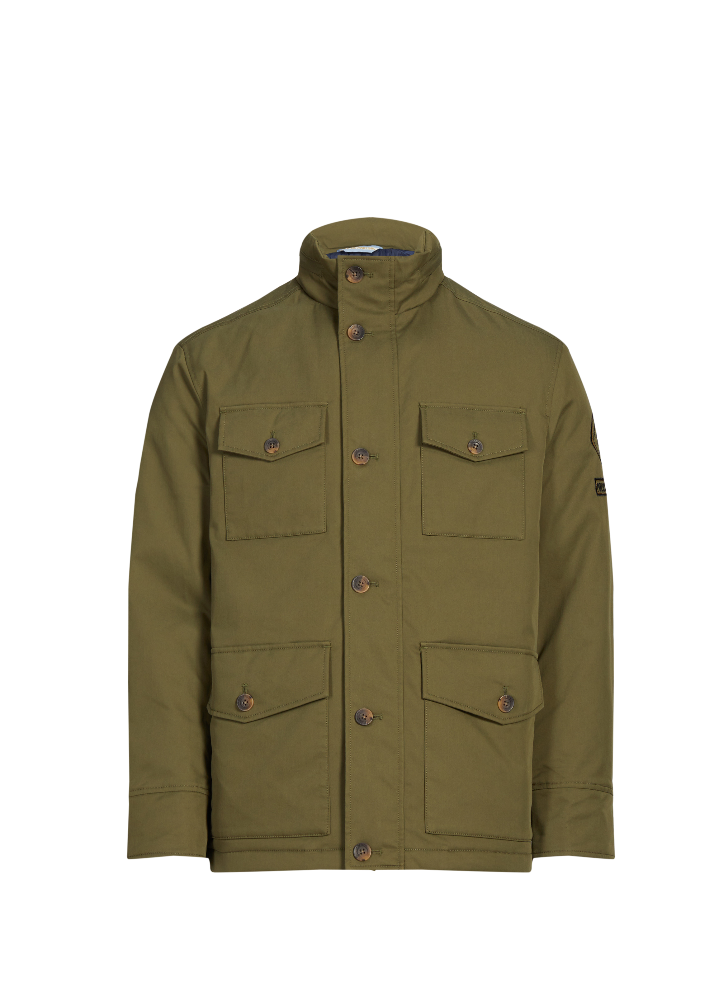 LA MARTINA Straight embroidered jacket in mixed cotton Khaki