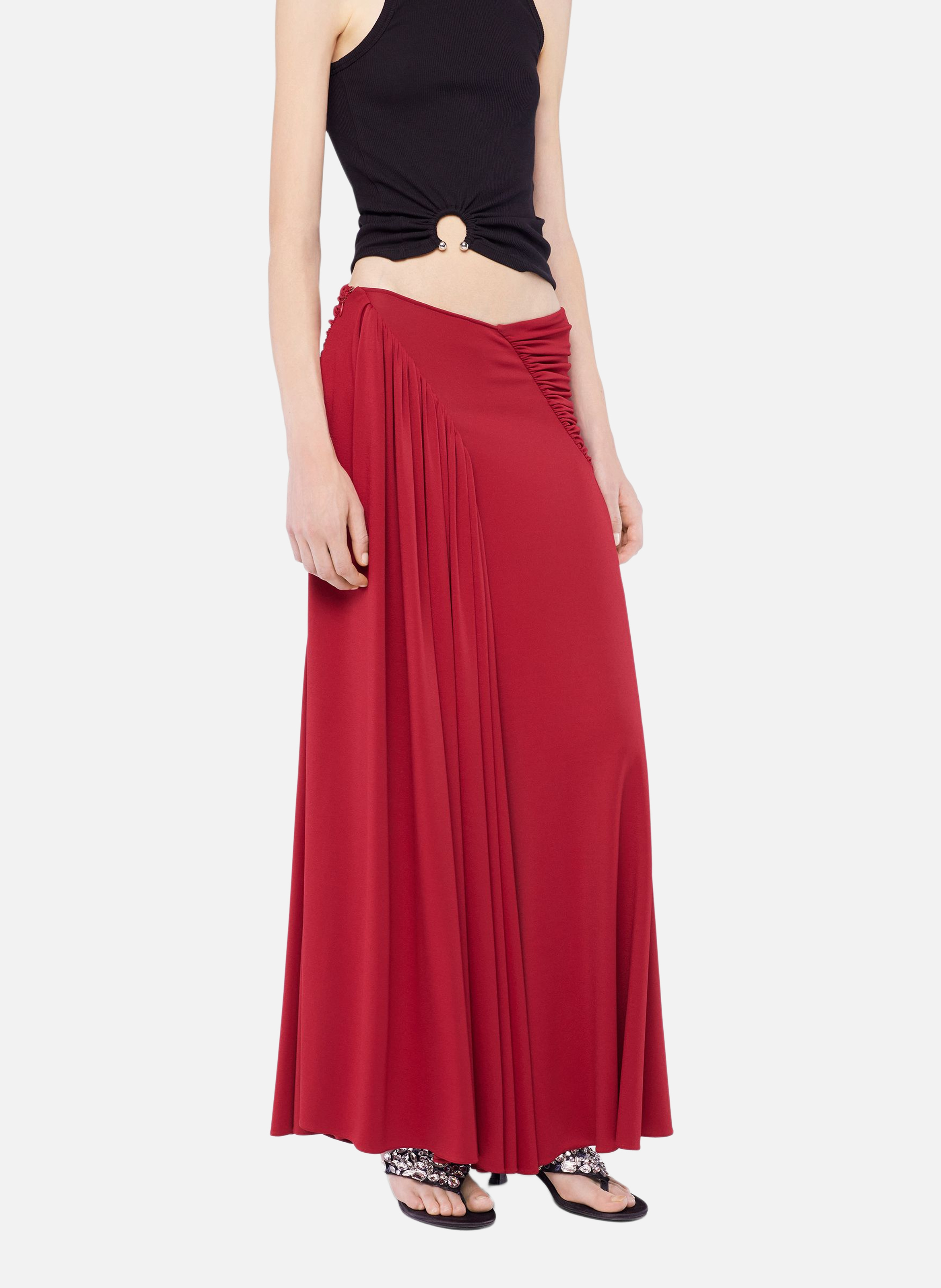 Jupe longue en jersey RABANNE Rouge