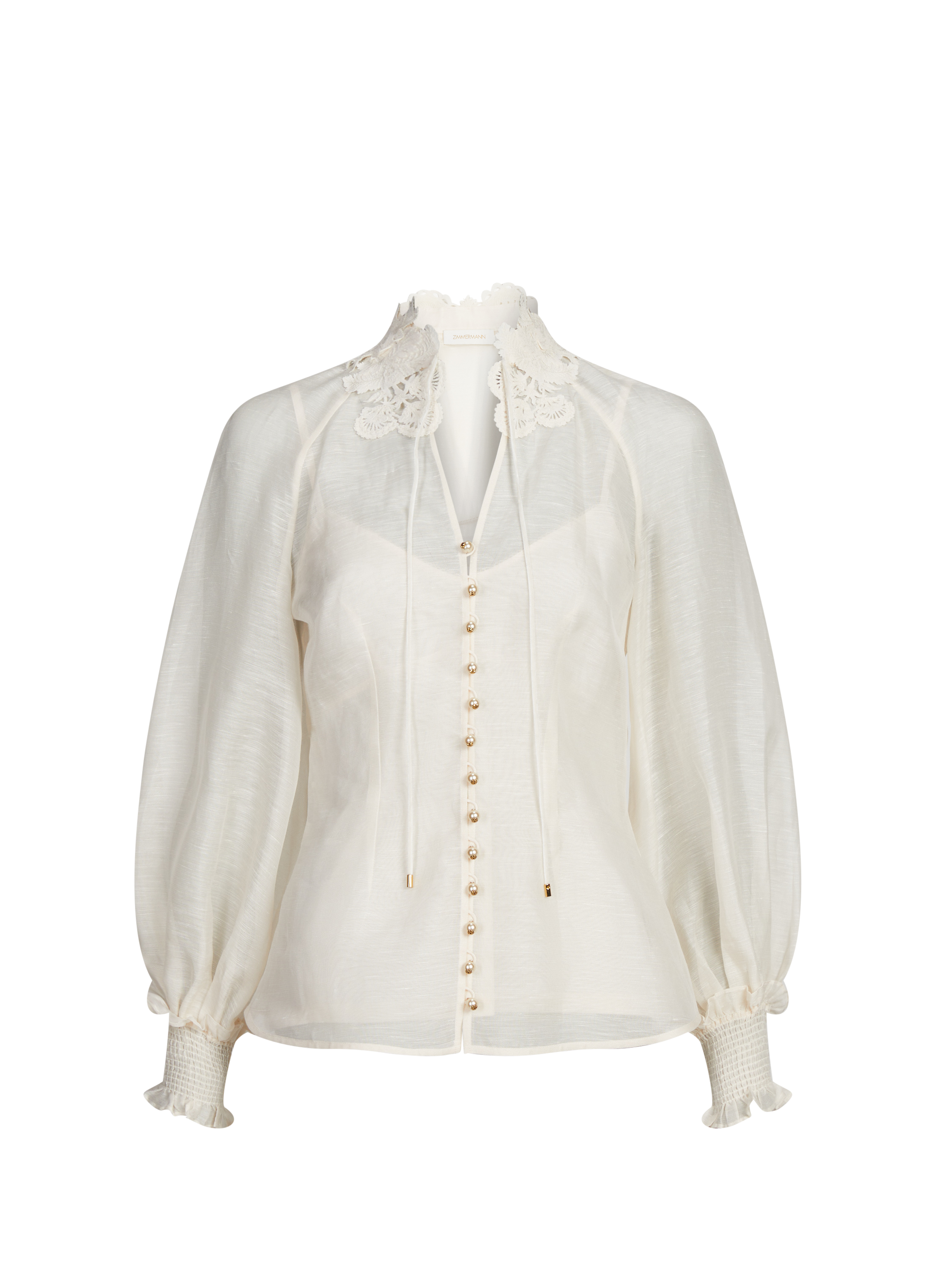 ZIMMERMANN Blouse en lin et soie  Blanc