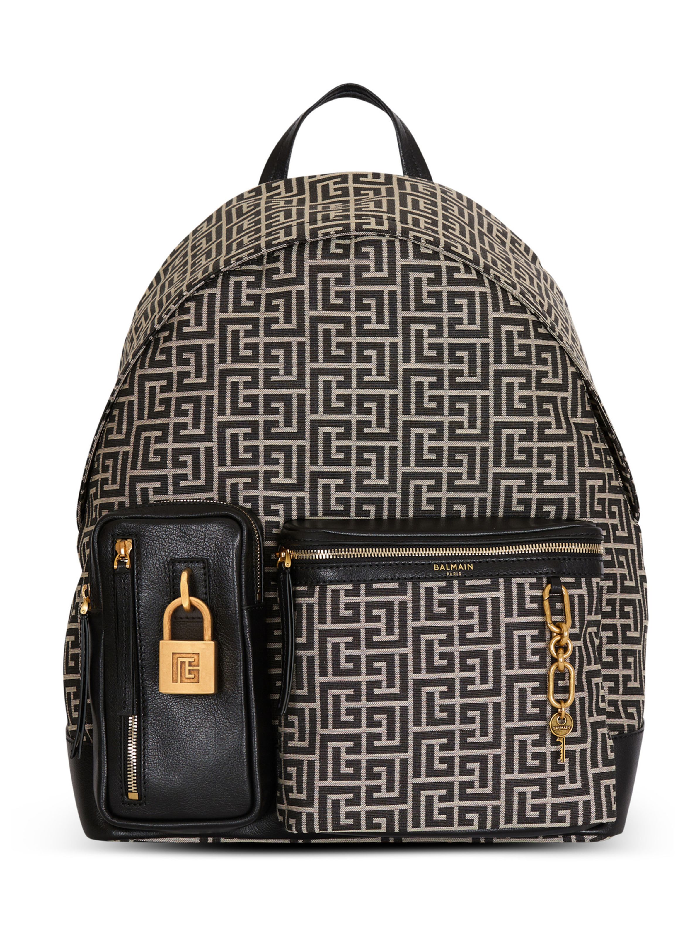 Sac à dos pulse en jacquard monogramme BALMAIN Noir