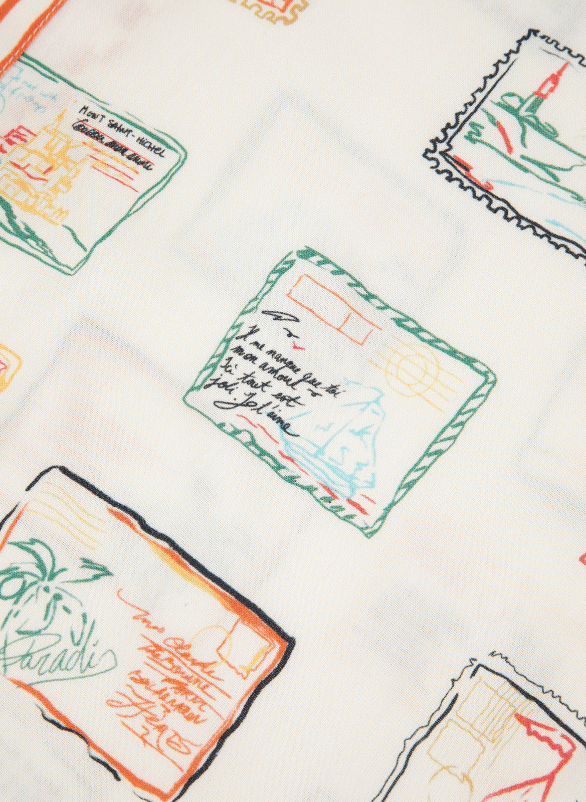 Postcard print cotton shirt MAISON LABICHE Beige