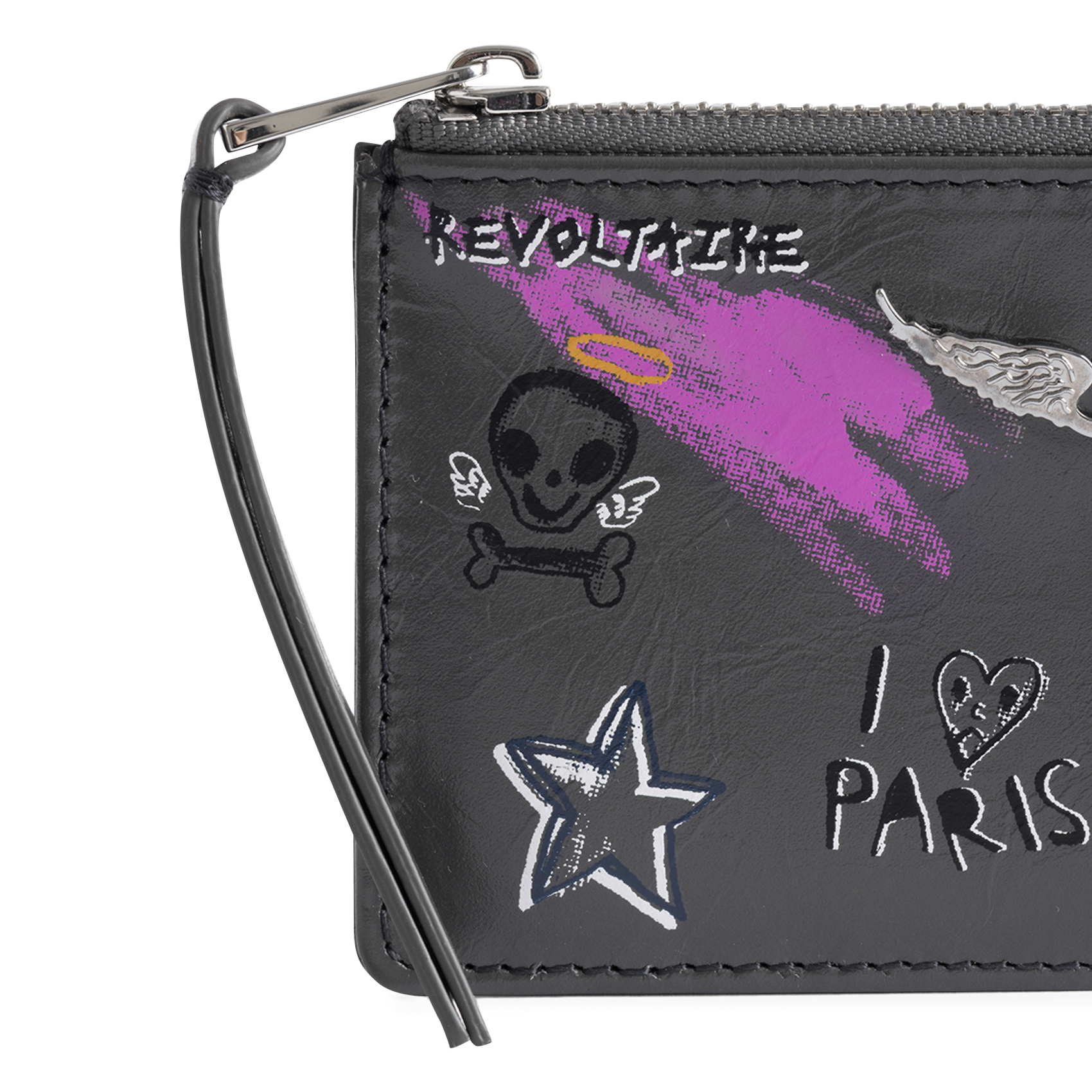 Porte-cartes en cuir imprimé zv card ZADIG&VOLTAIRE Gris