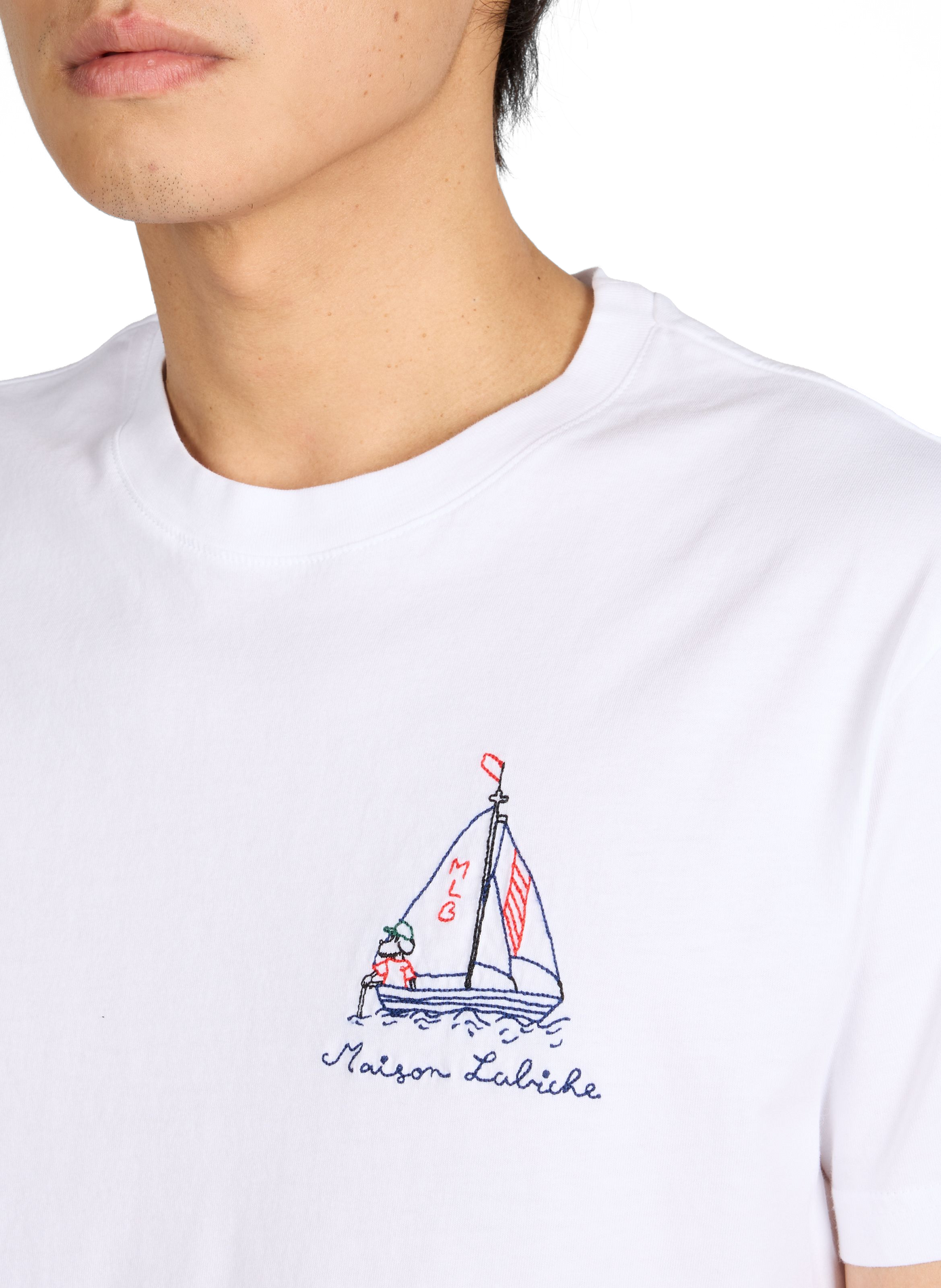 T-shirt Popincourt embroidered in organic cotton MAISON LABICHE White