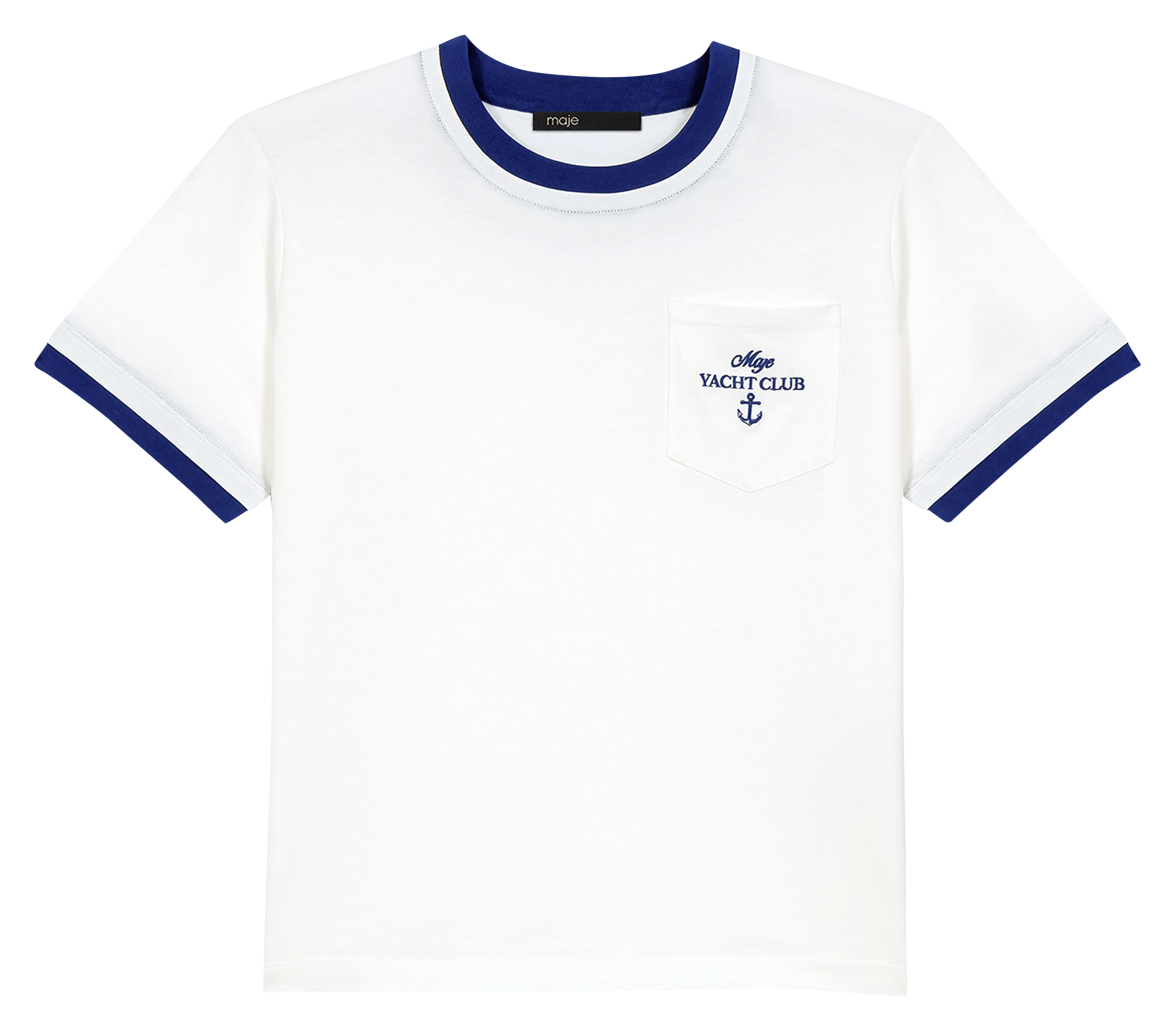 Tee-shirt droit col rond en coton MAJE Blanc