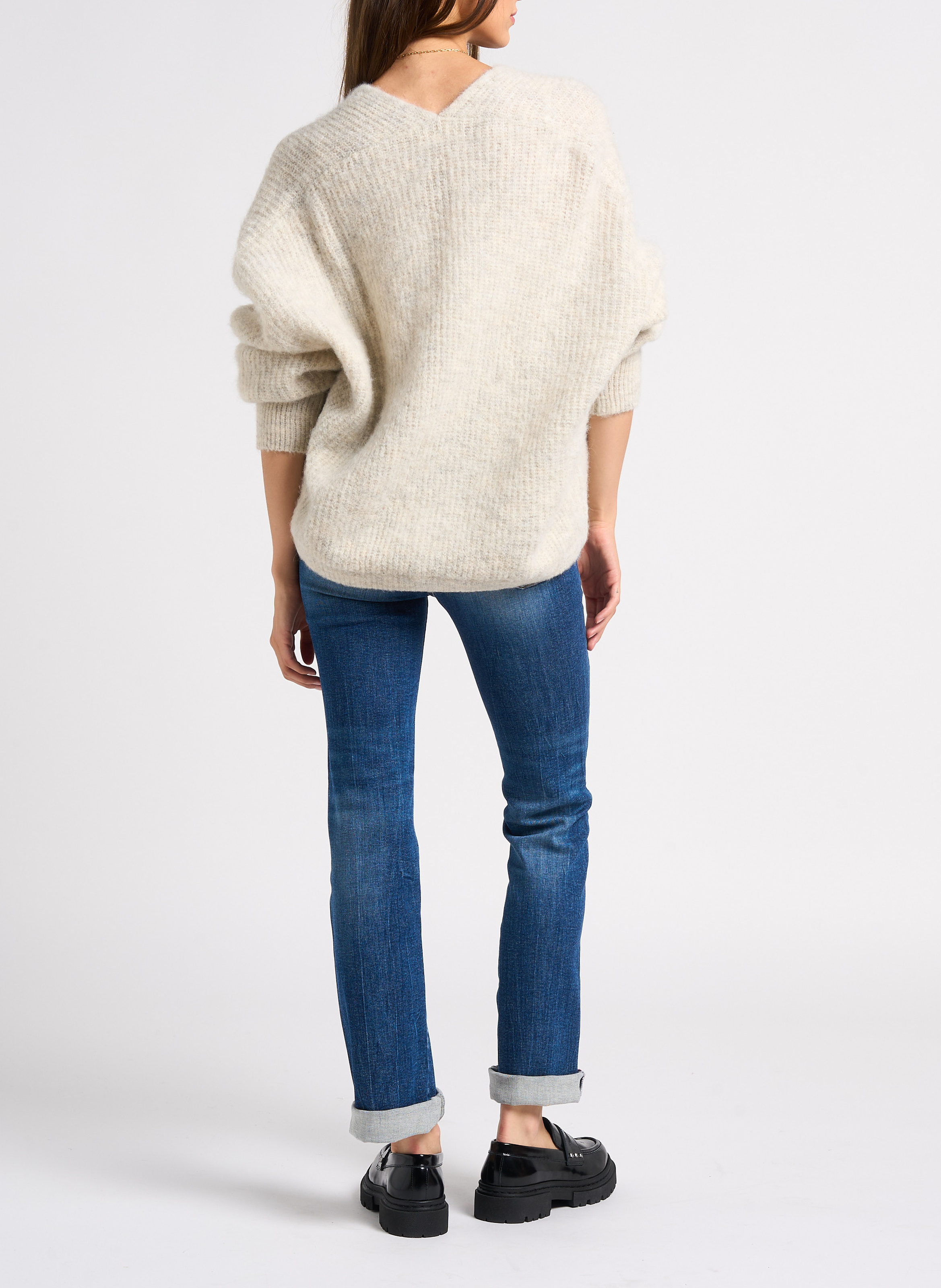 Gilet ouvert en laine et alpaga mélangé east AMERICAN VINTAGE Beige