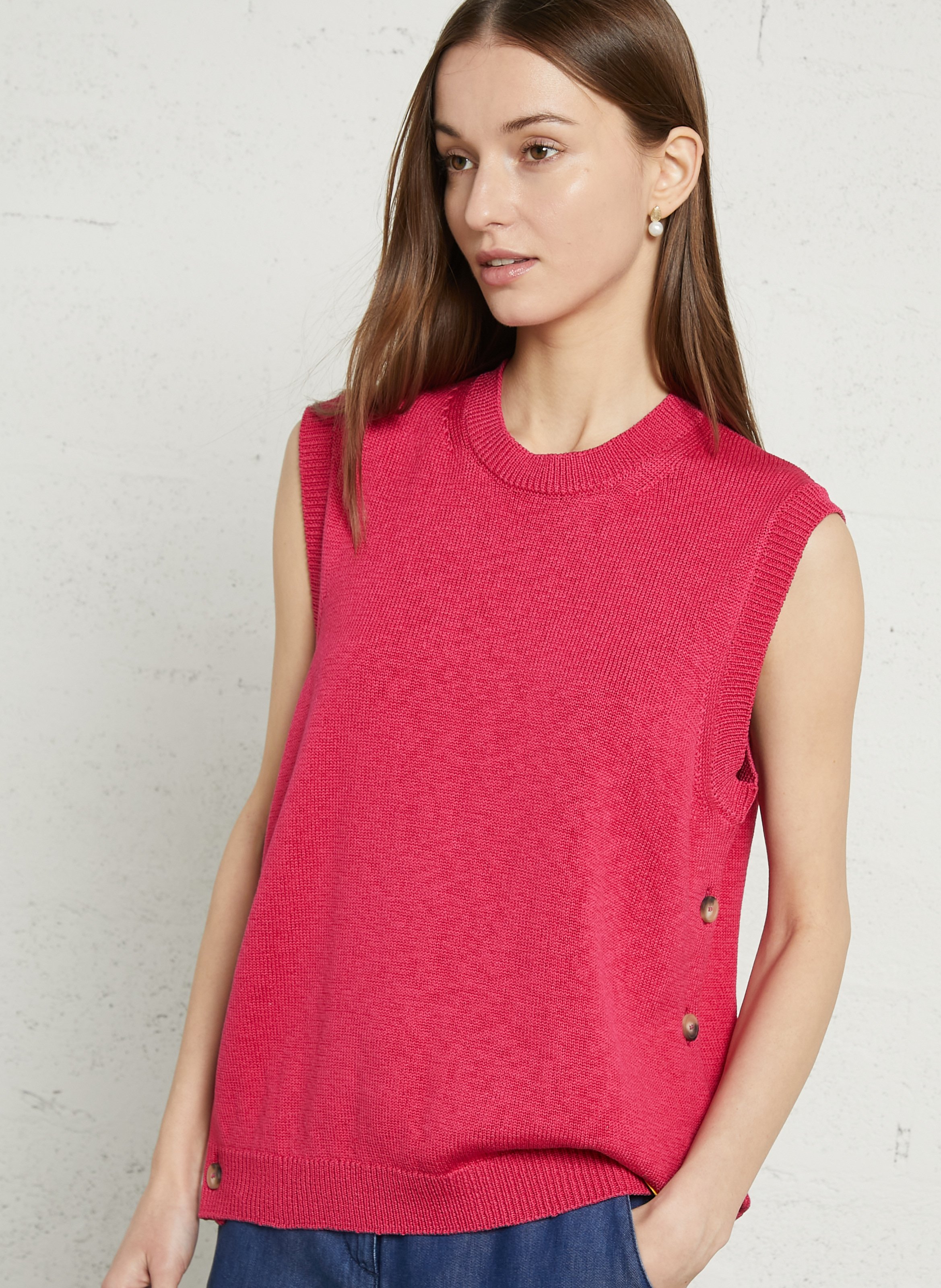 Pull droit col rond en coton heritage ARMOR-LUX Rose