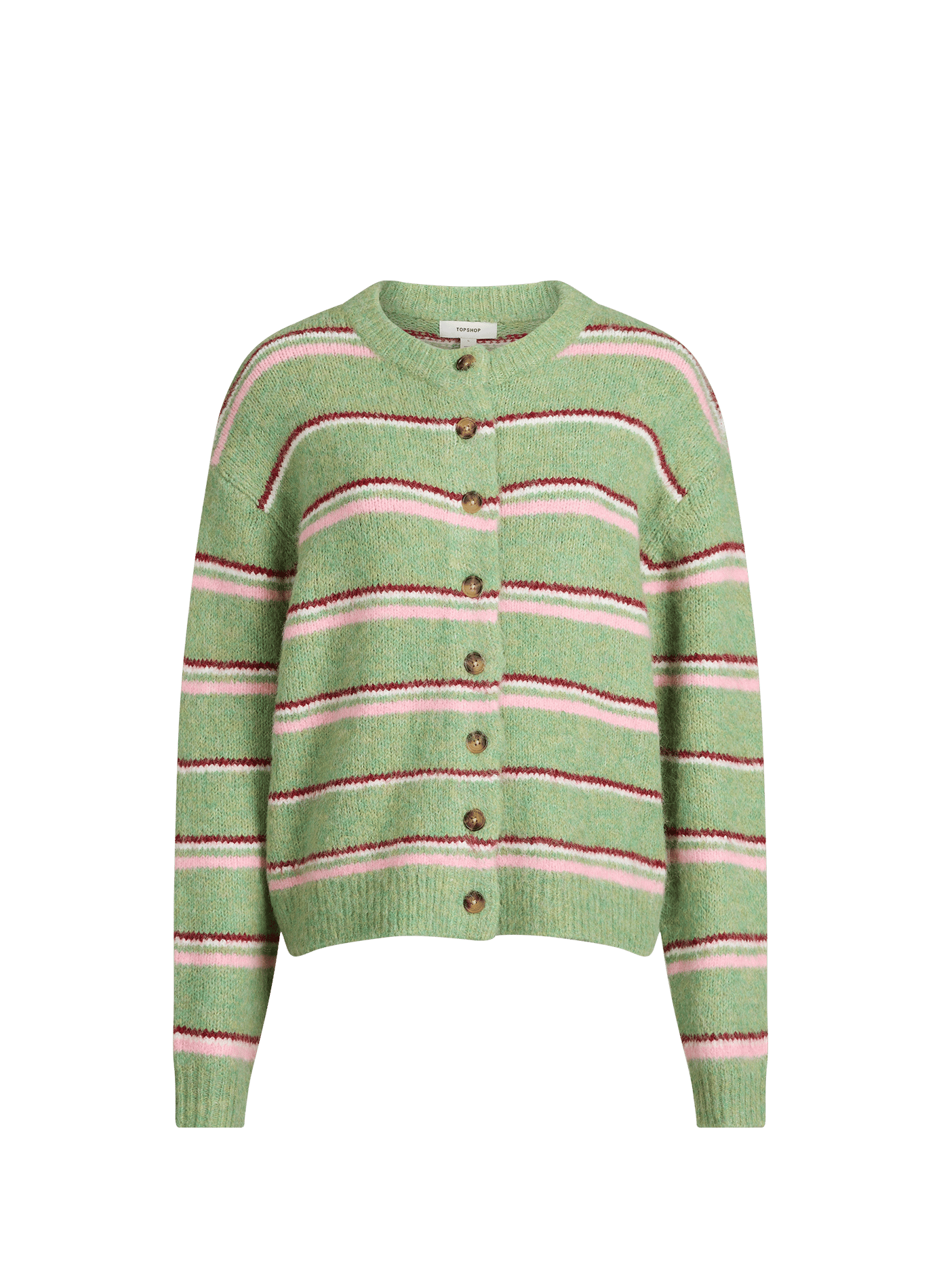 Cardigan boutonné à rayures TOPSHOP Vert