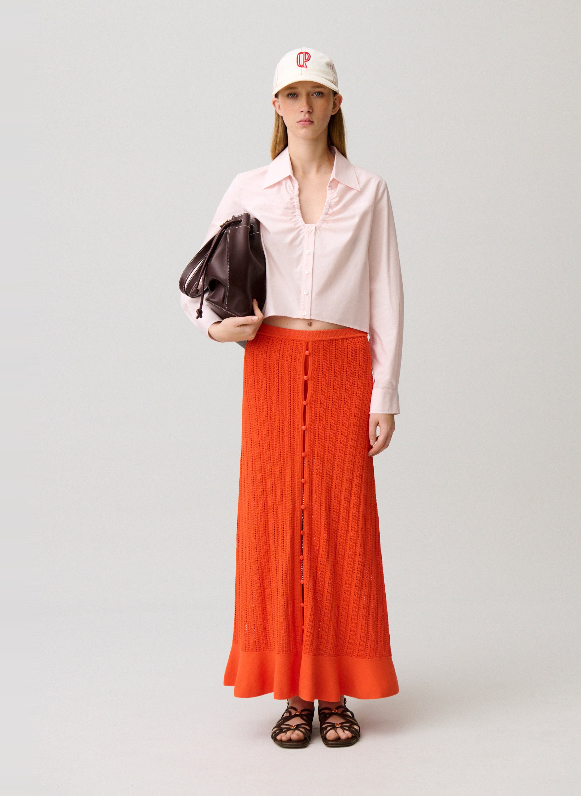 Jupe longue en crochet CLAUDIE PIERLOT Orange