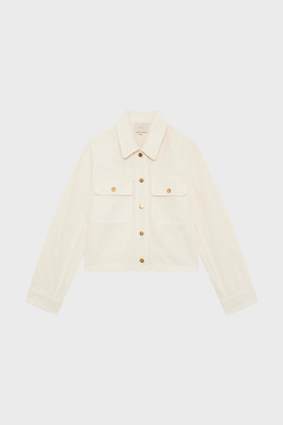 Blouson en denim blanc et boutons dorés - mame PABLO Beige
