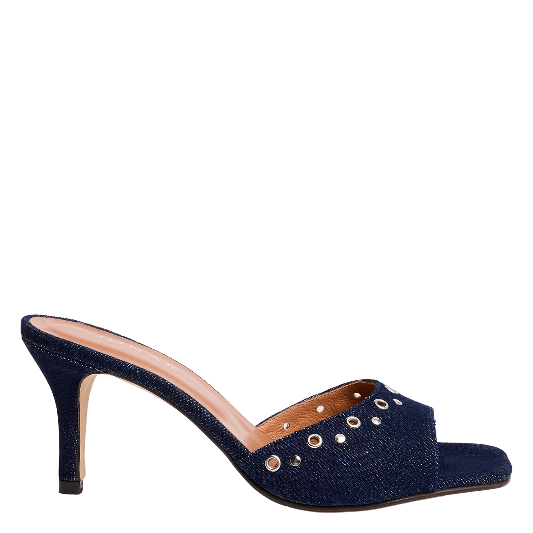 Mules à talons en denim vive JONAK Bleu