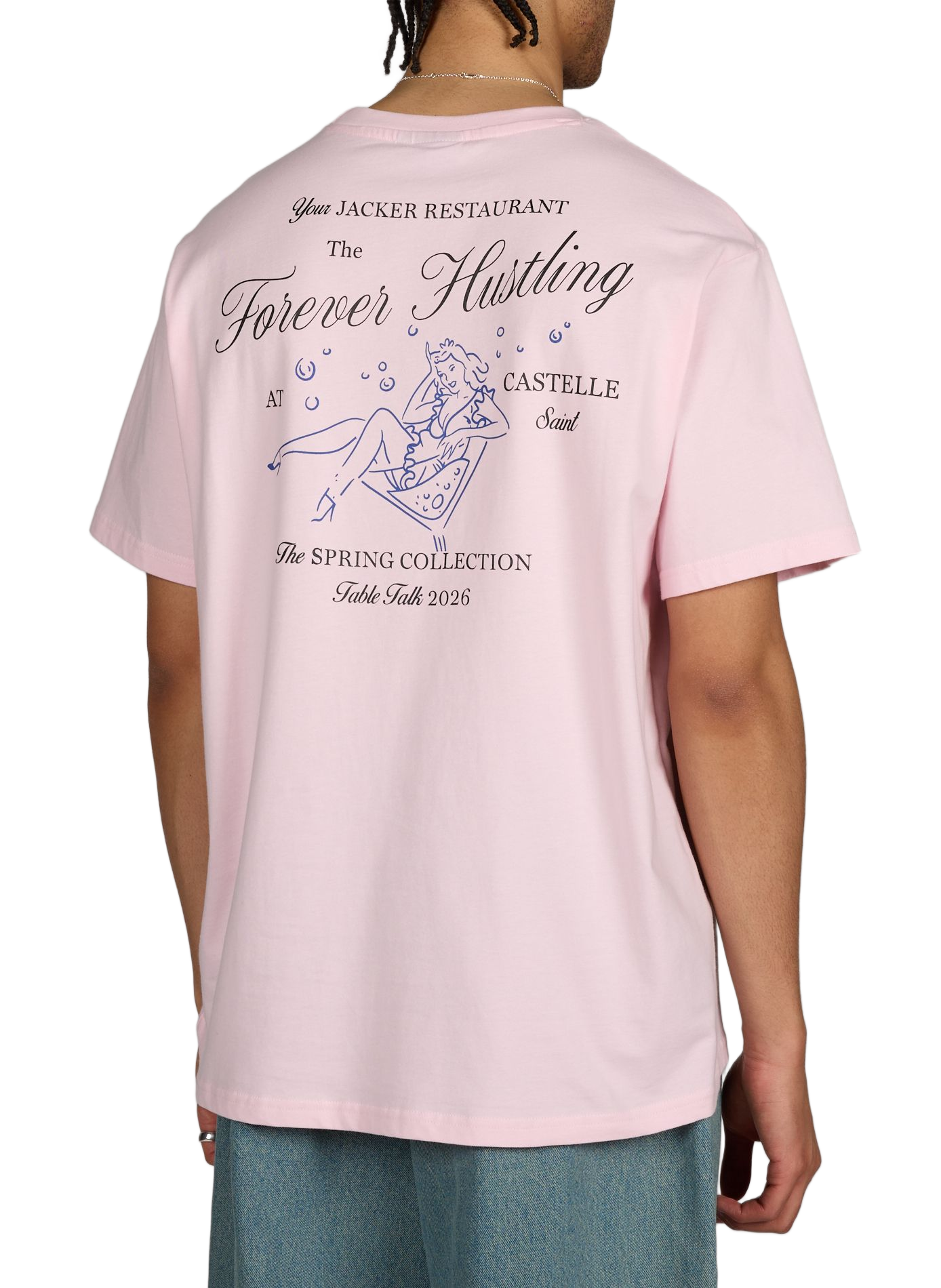 Maglietta stampata diritta in cotone JACKER. Rosa