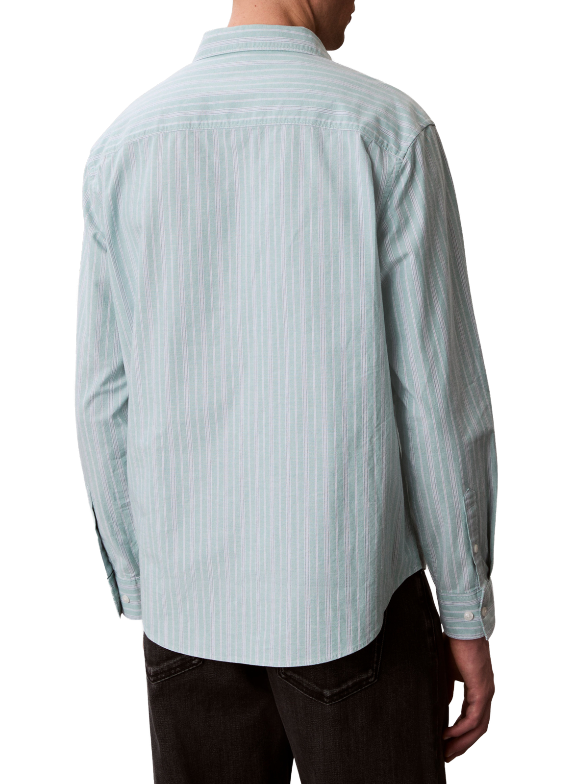 Chemise droite rayée en coton mélangé CALVIN KLEIN Vert