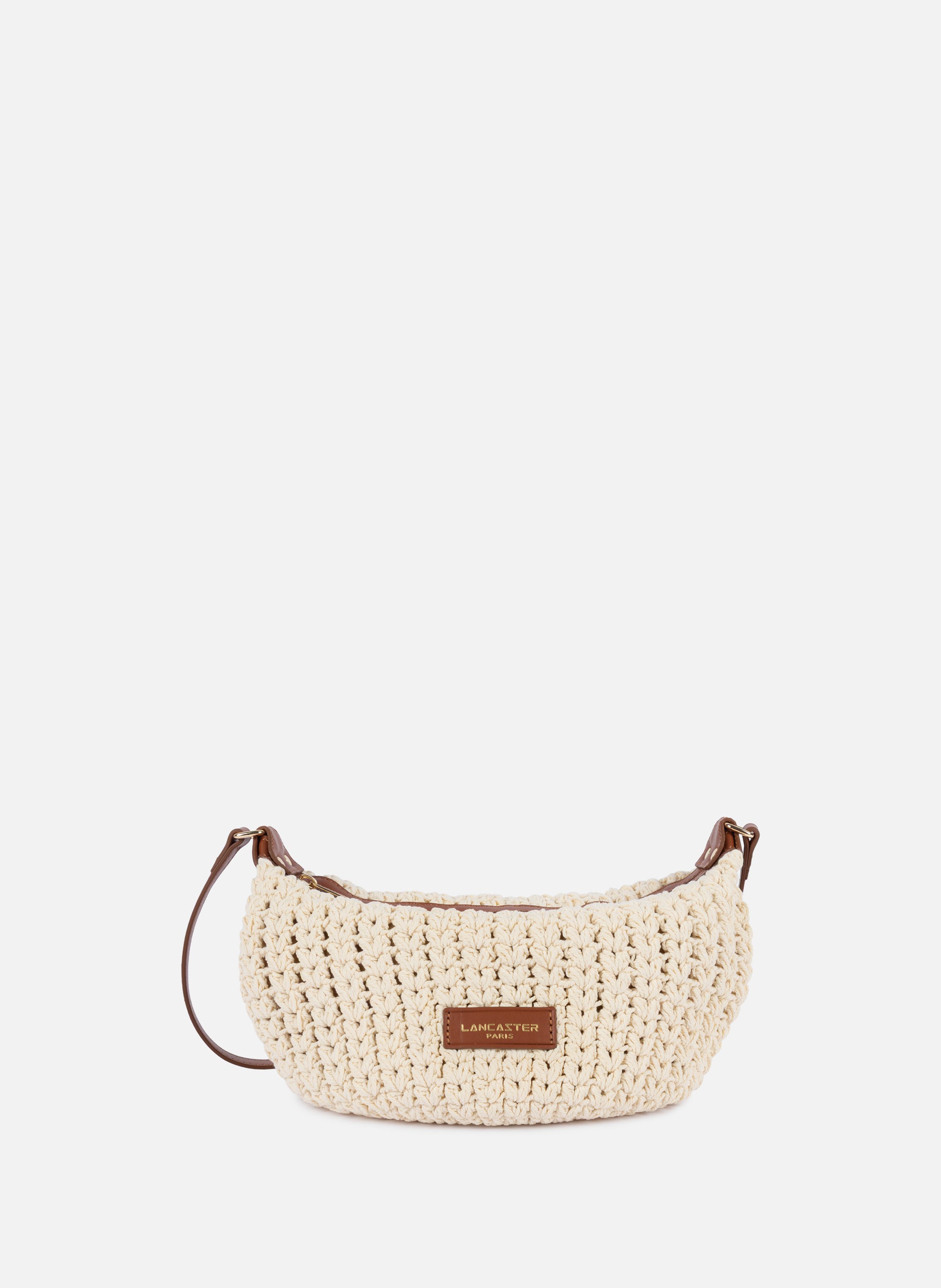 Petit sac besace - tressé coton LANCASTER Marron