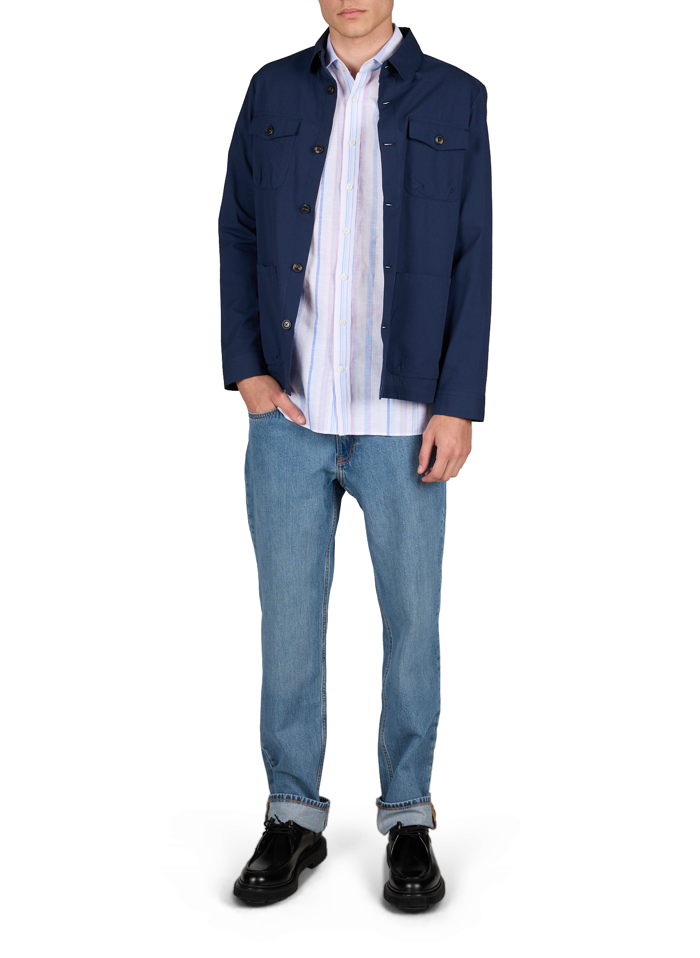 Chemise à col classique en coton HACKETT Bleu