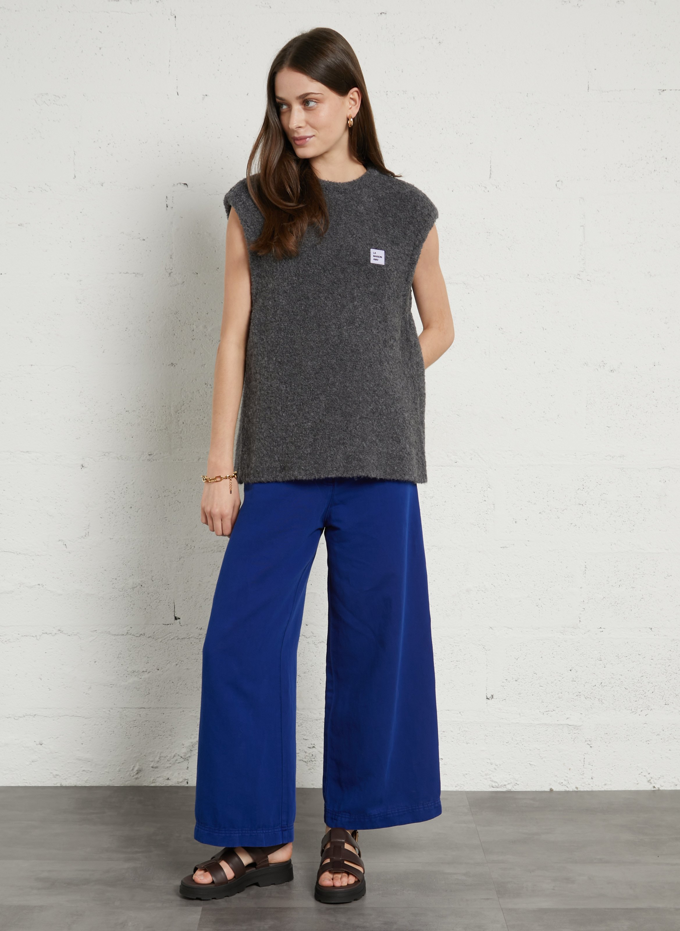 Pull oversize en maille zolly AMERICAN VINTAGE Gris