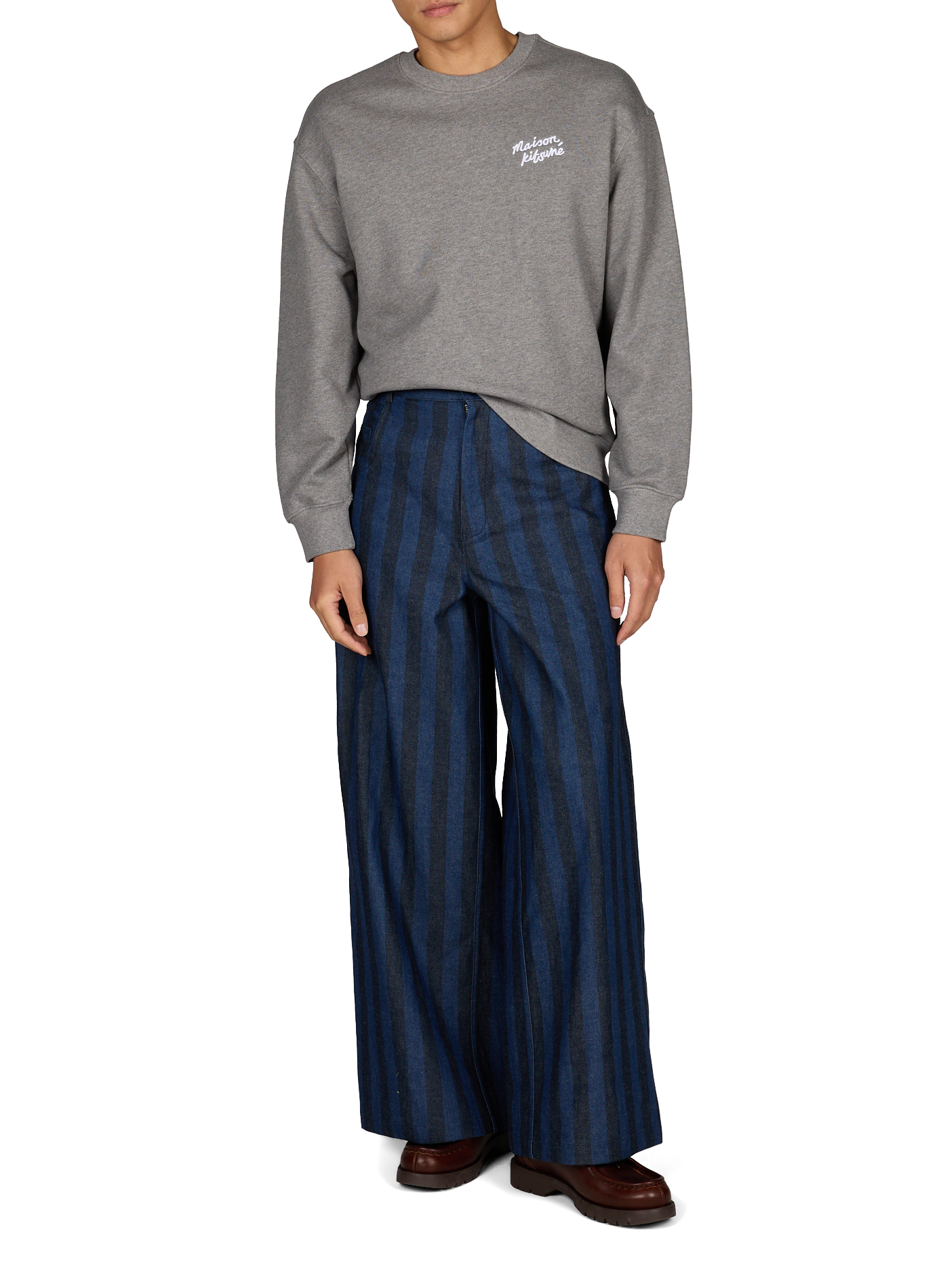 Sweatshirt with embroidered logo in mixed cotton MAISON KITSUNÉ Grey