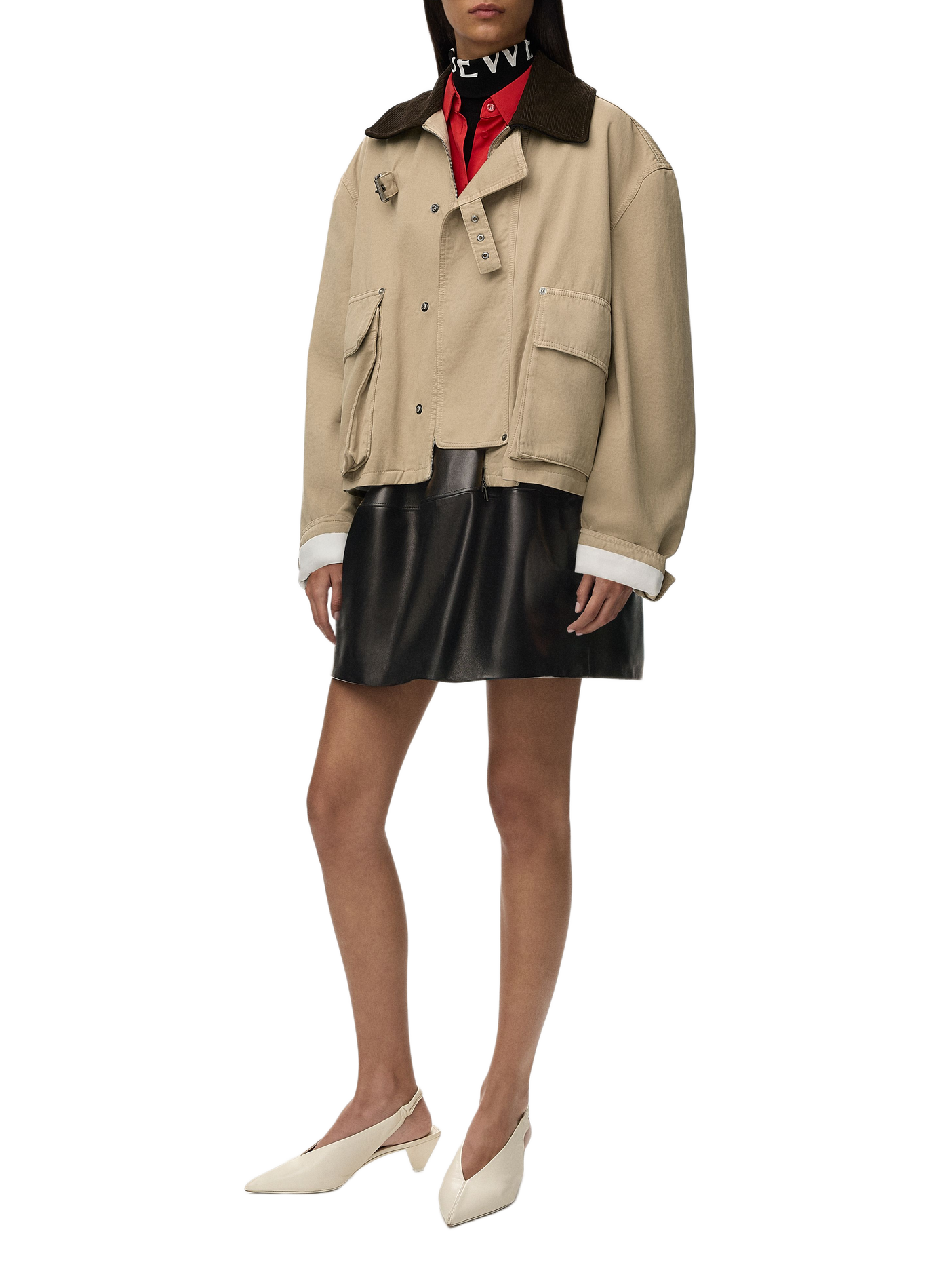 Veste col à col contrasté en coton LOEWE Beige