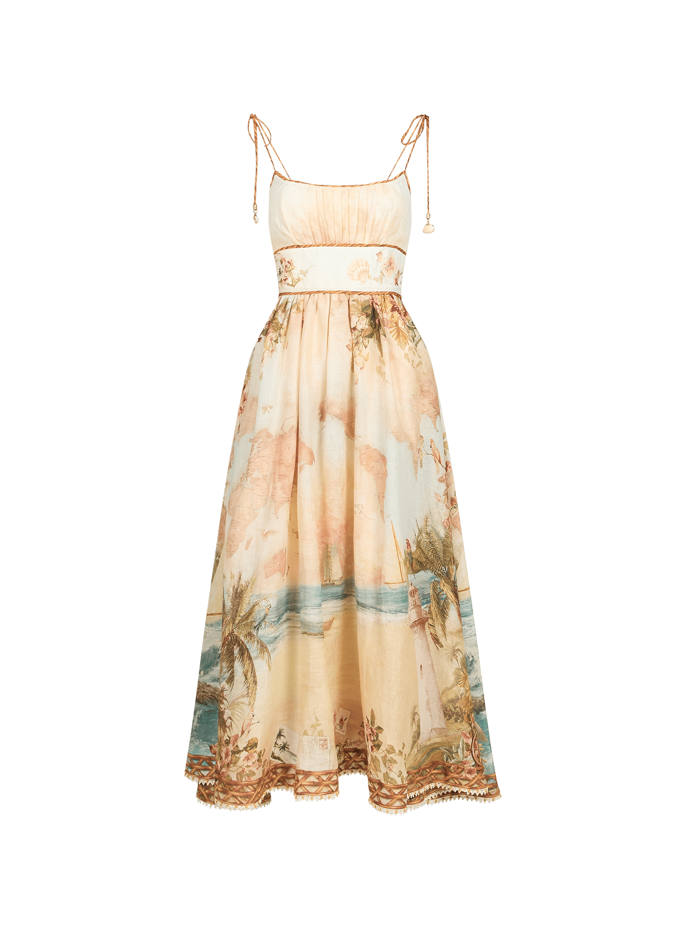 Mahon dress with floral print in linen and cotton ZIMMERMANN Pink