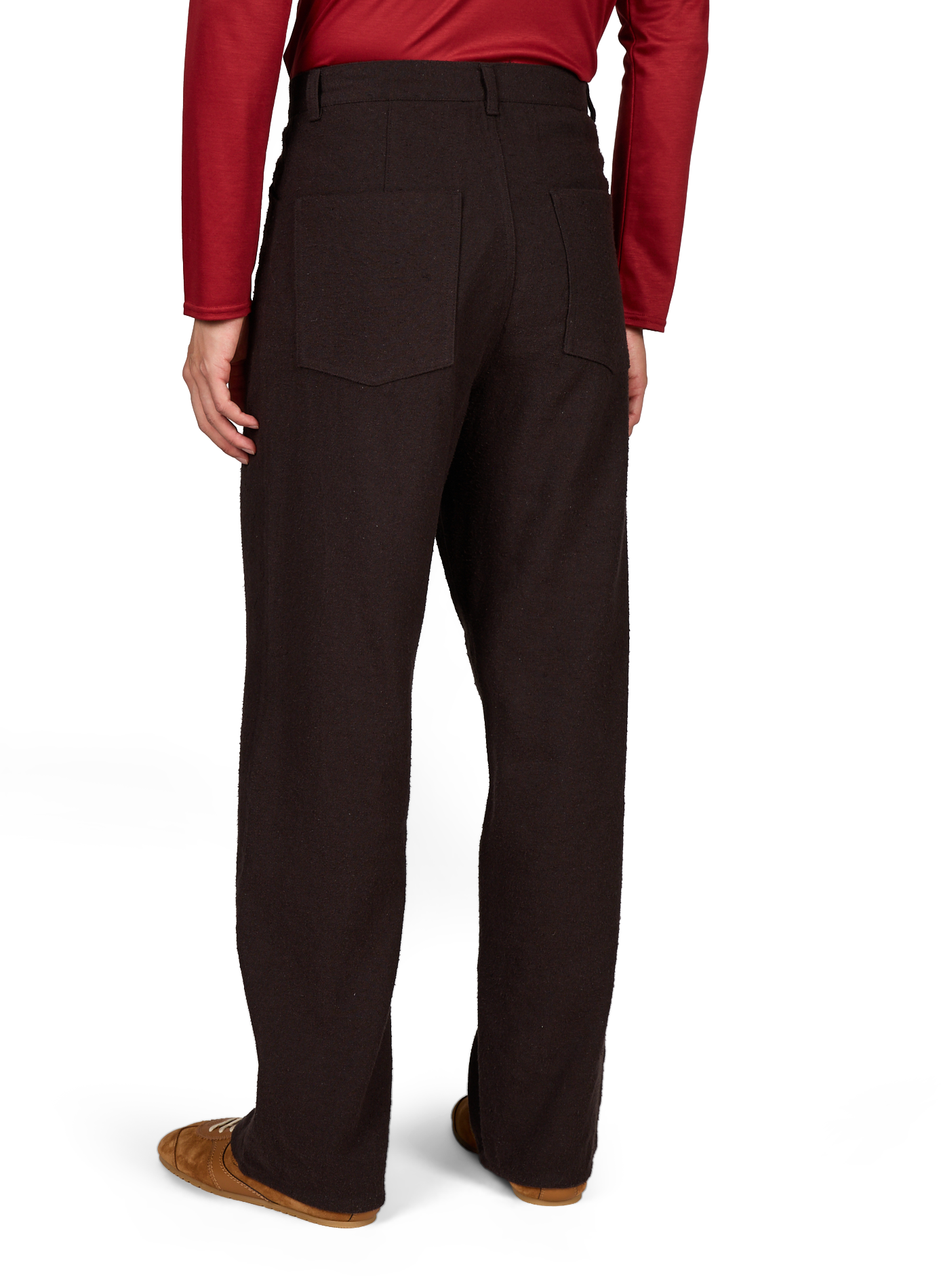 Textured straight linen and silk trousers OMAR AFRIDI Brown