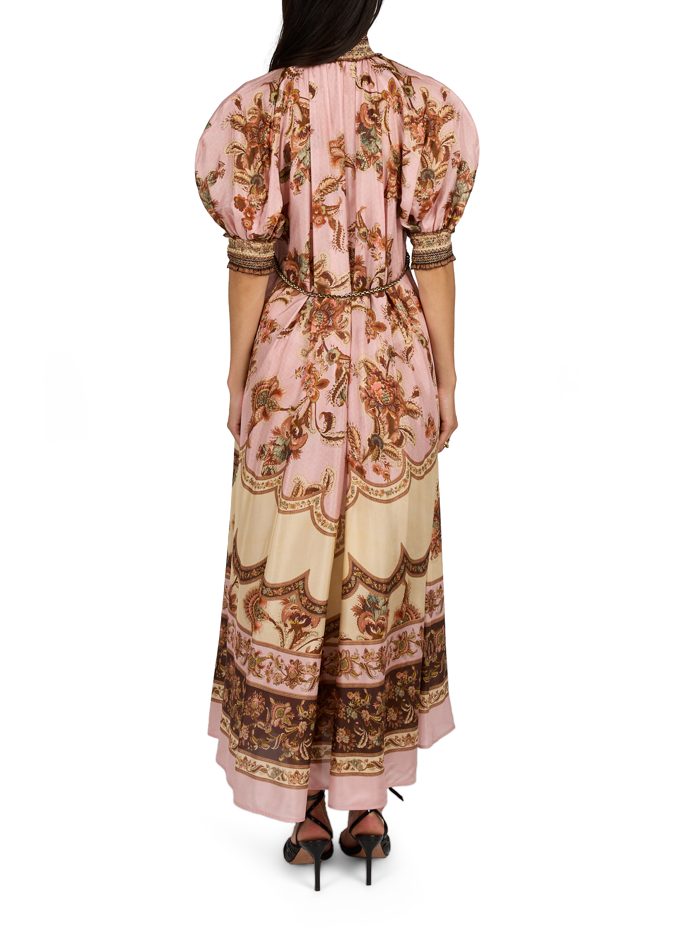 Robe longue évasée imprimée ZIMMERMANN Rose
