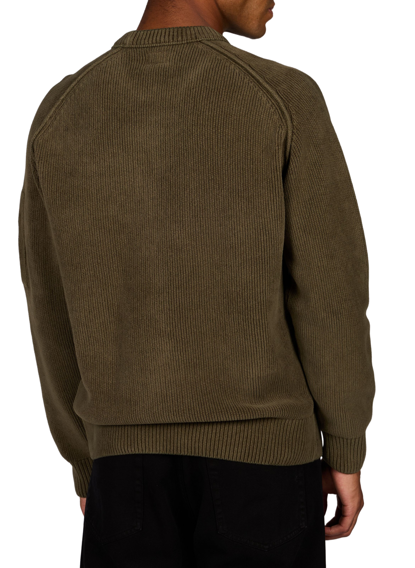 Pull côtelé à lentille signature en coton CP COMPANY Kaki