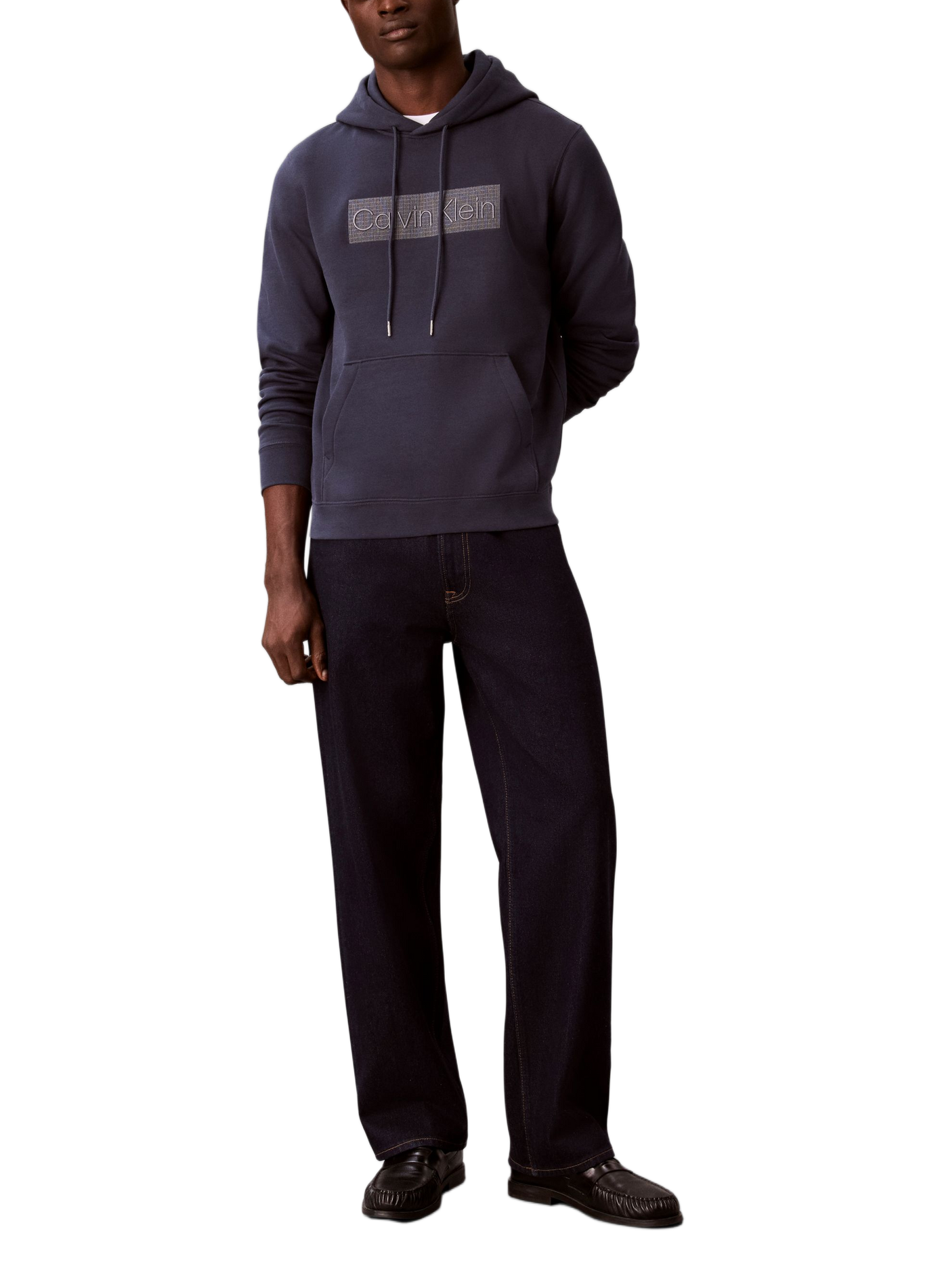 Straight logo sweatshirt in blended cotton. CALVIN KLEIN Blue