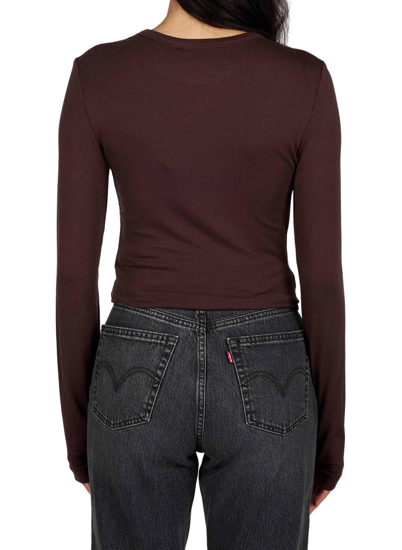 Straight fit round neck solid t-shirt ROUGE EDIT Brown