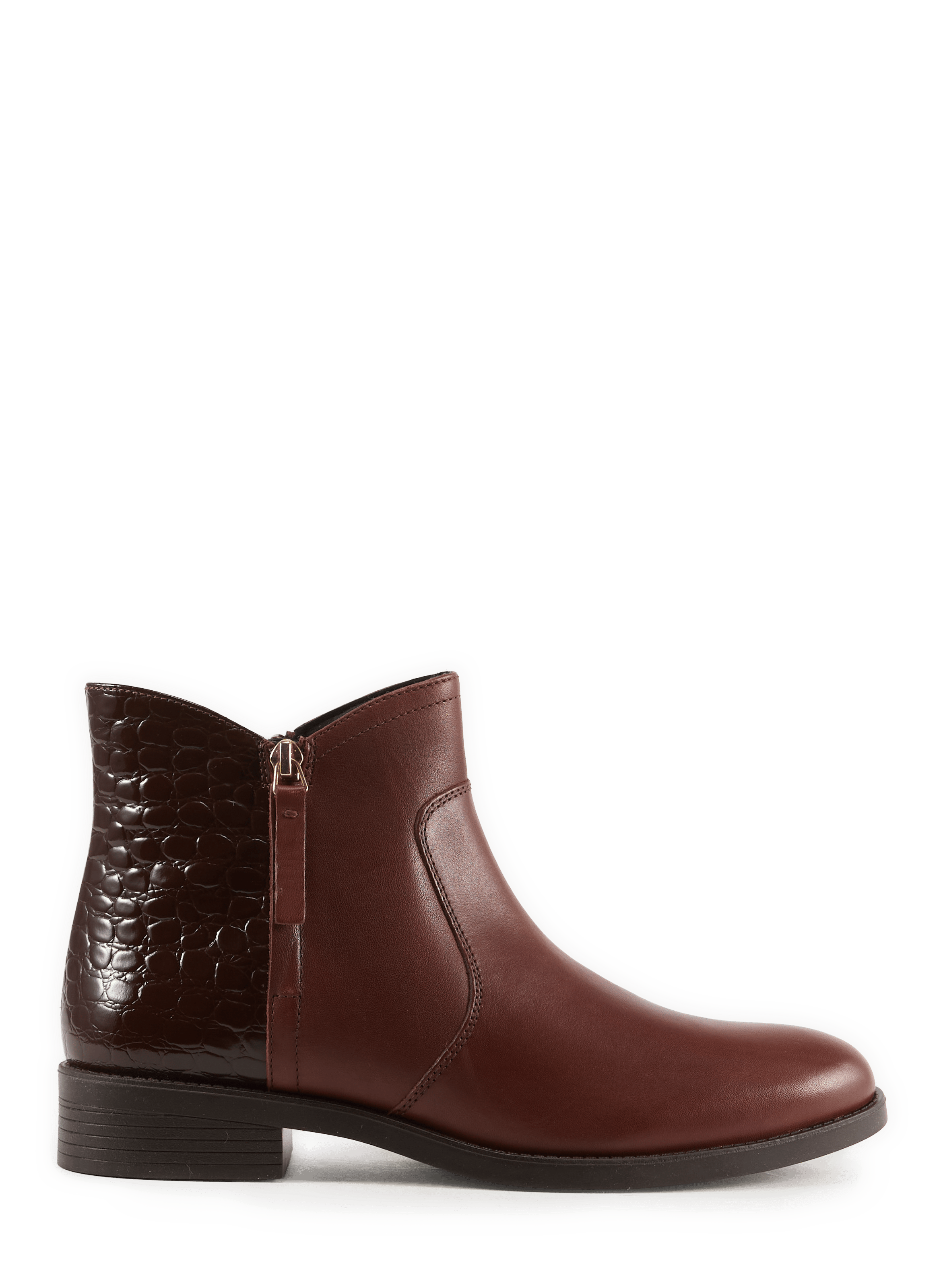 Esmeena crocodile-effect leather zip-up ankle boots GEOX Brown