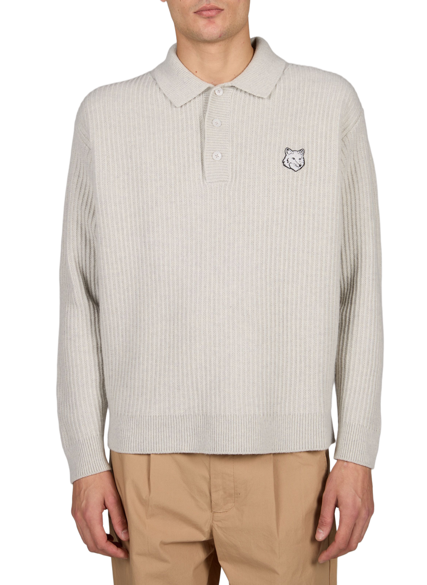 Langarm-Wollpolo MAISON KITSUNÉ Grau