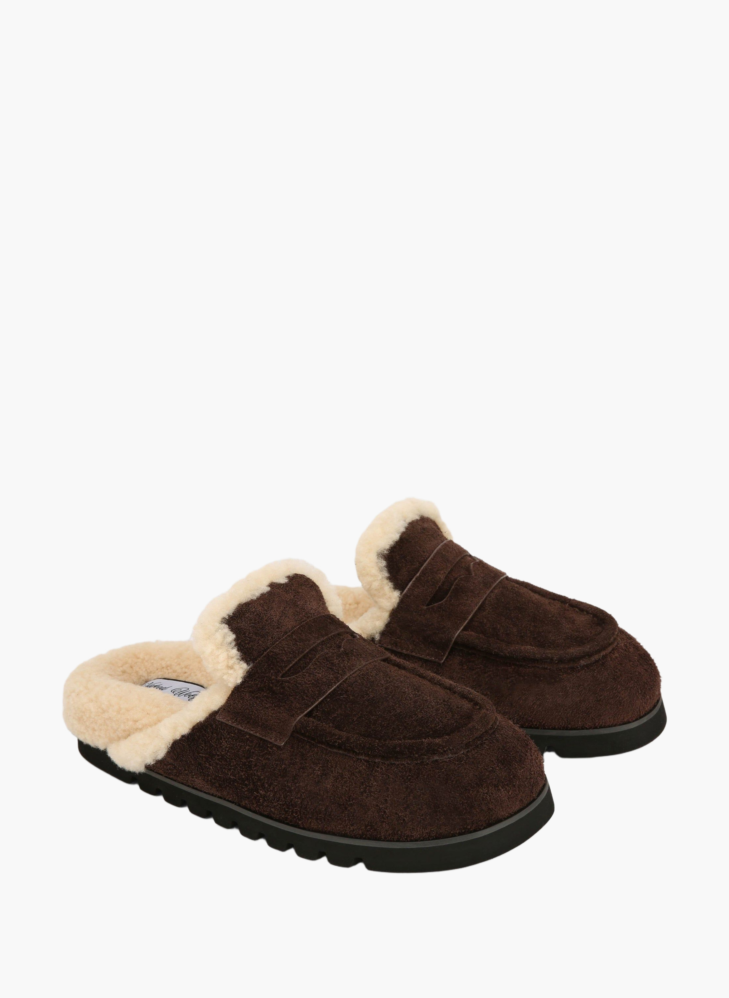 Mules cord fur NAKED WOLFE Marron