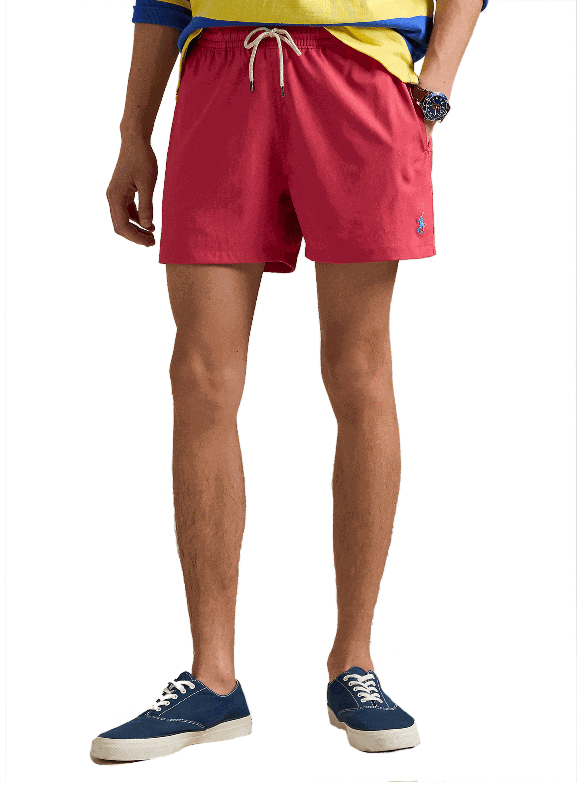 Recycled polyester swim shorts Red