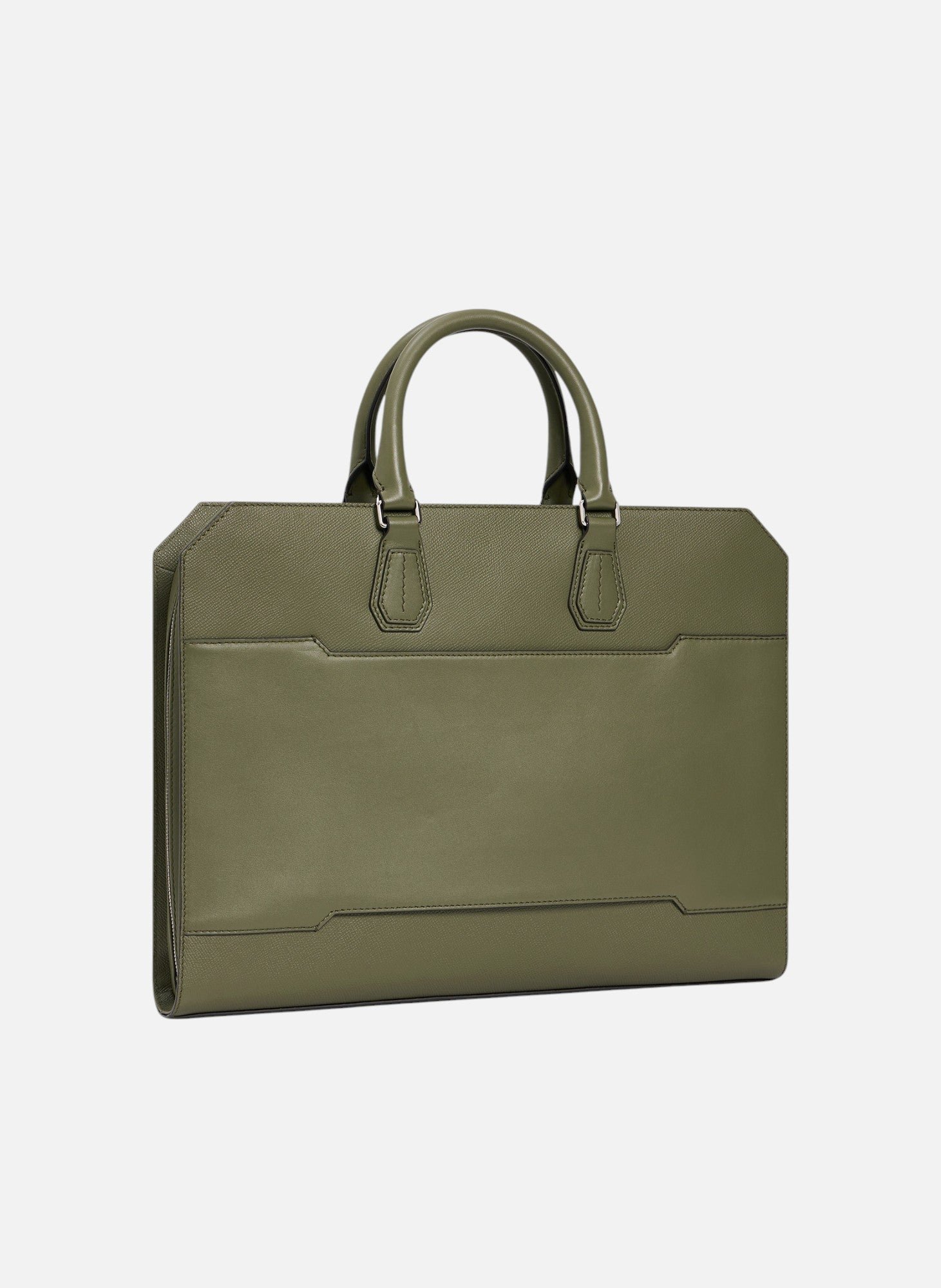 Porte documents slim 15" gaston en cuir grain croisé LE TANNEUR Vert