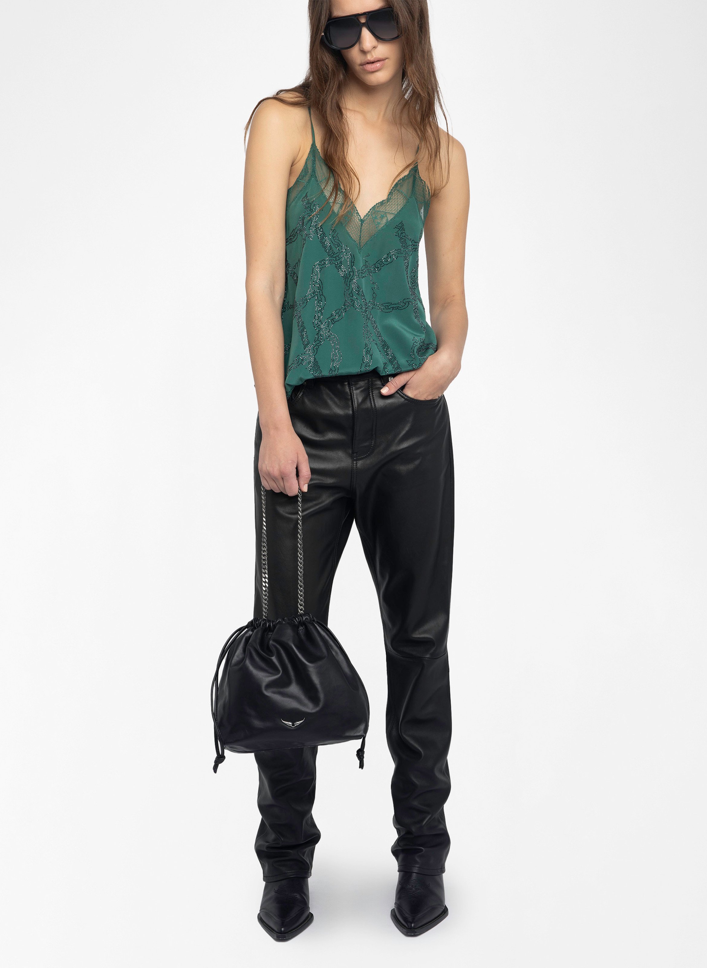 Caraco col v en soie christy ZADIG&VOLTAIRE Vert