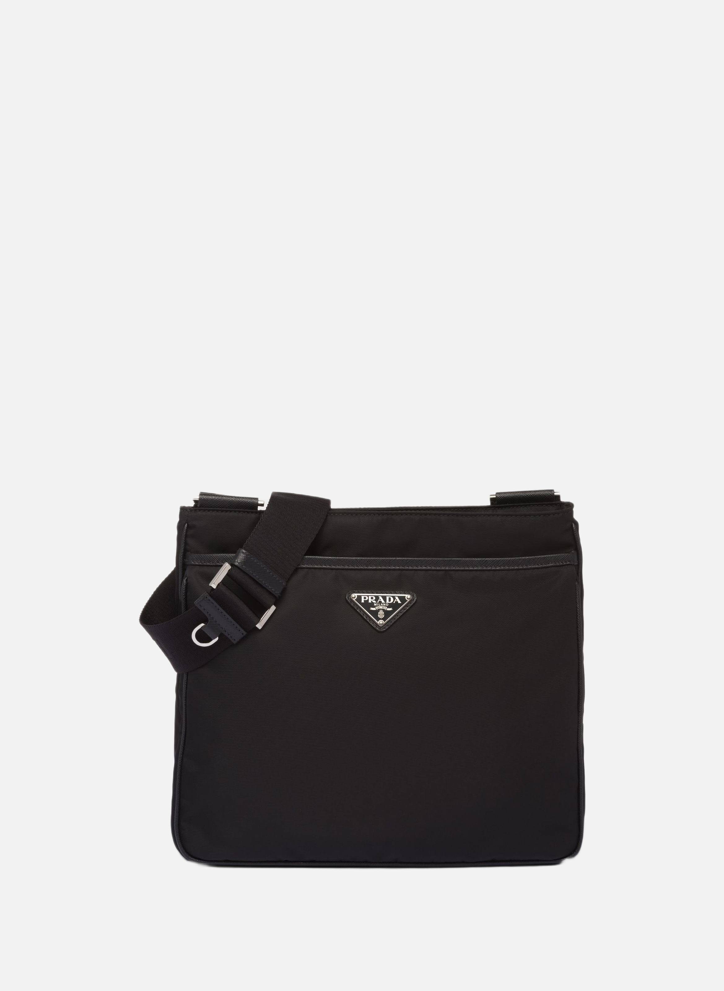 Sac porté épaule en re-nylon et saffiano PRADA Noir