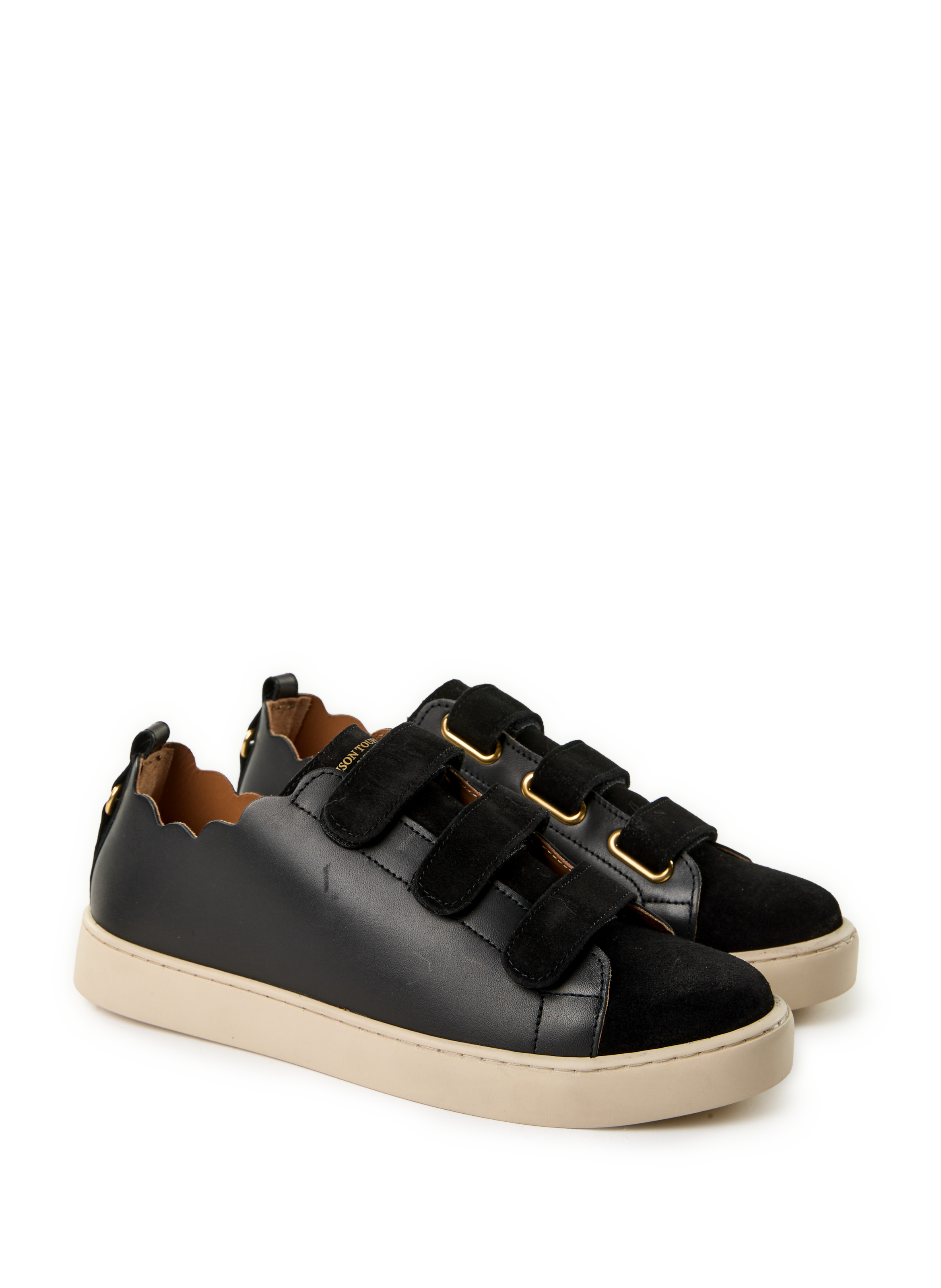 Baskets bi-matière en cuir MAISON TOUFET Noir