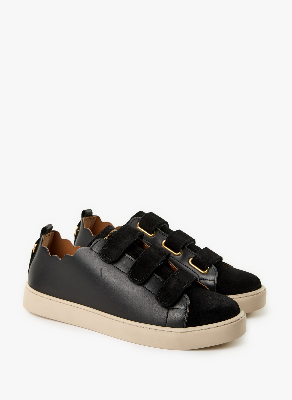 Baskets bi-matière en cuir