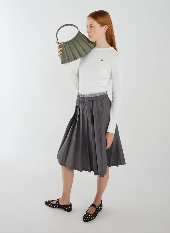 Petit sac Lenglen plissé en cuir | Kaki by LACOSTE Petit sac Lenglen plissé en cuir Kaki
