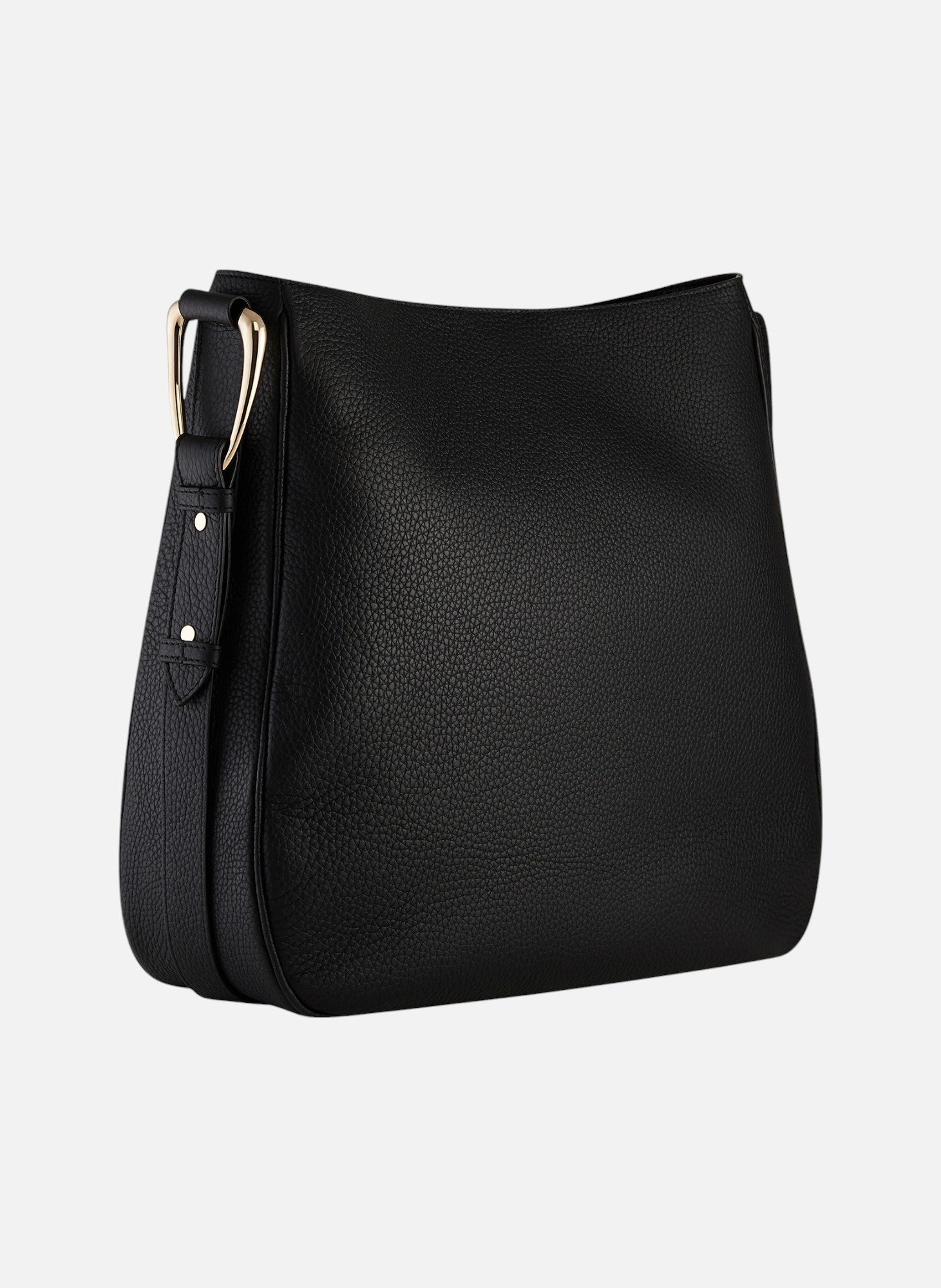 Grand sac hobo madeleine en cuir de taurillon grainé LE TANNEUR Noir