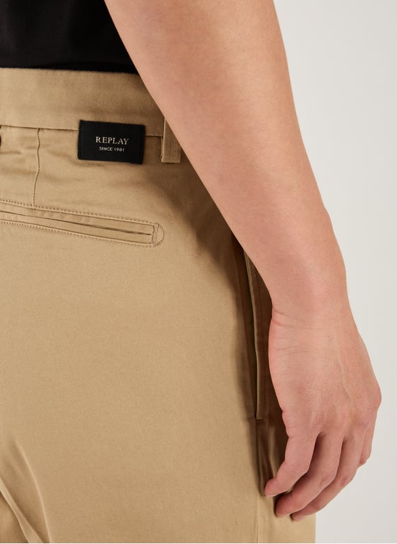 Pantalon droit en coton mélangé | Beige by REPLAY Pantalon droit en coton mélangé Beige
