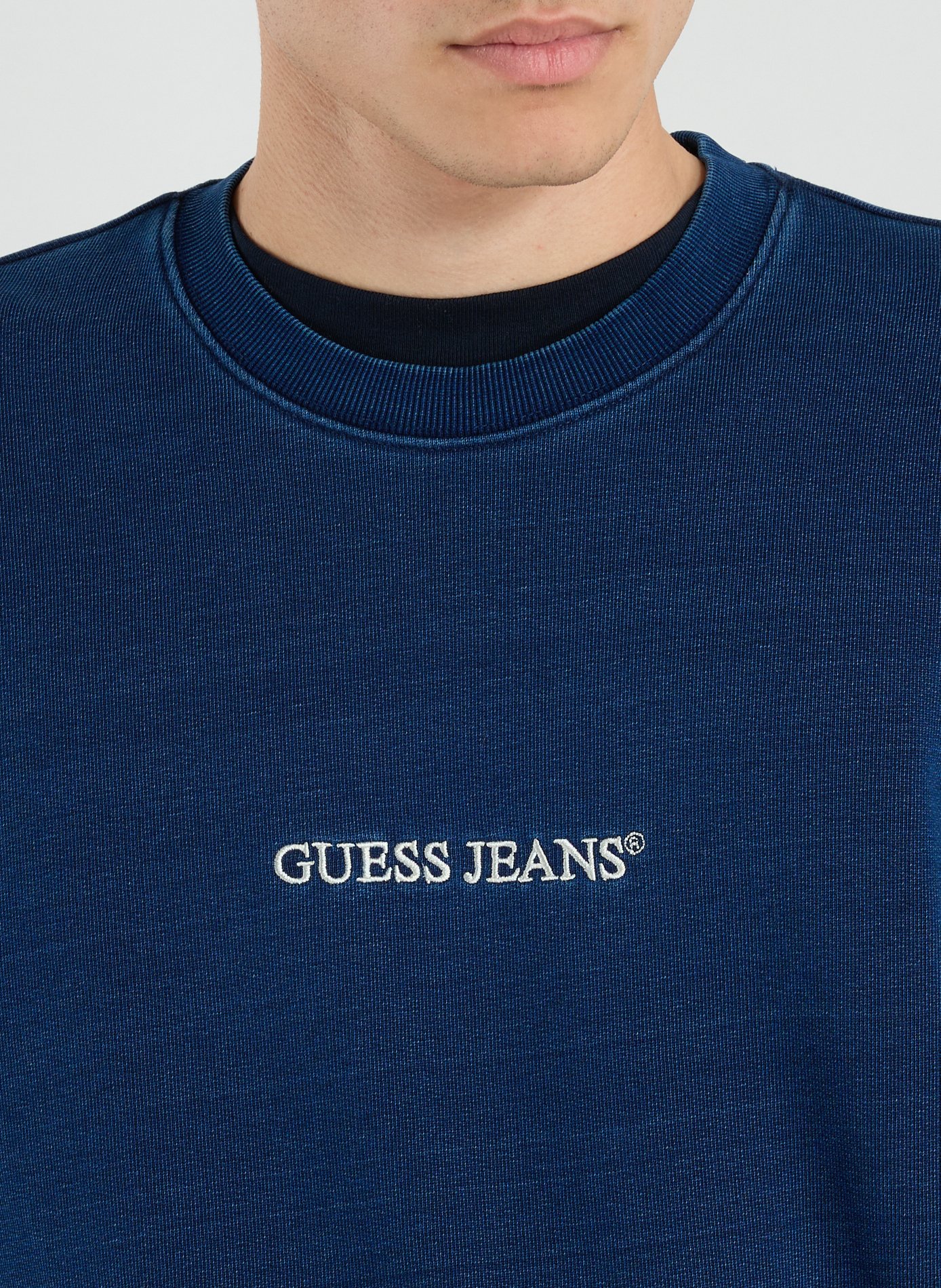 Sweat col rond en coton GUESS Bleu