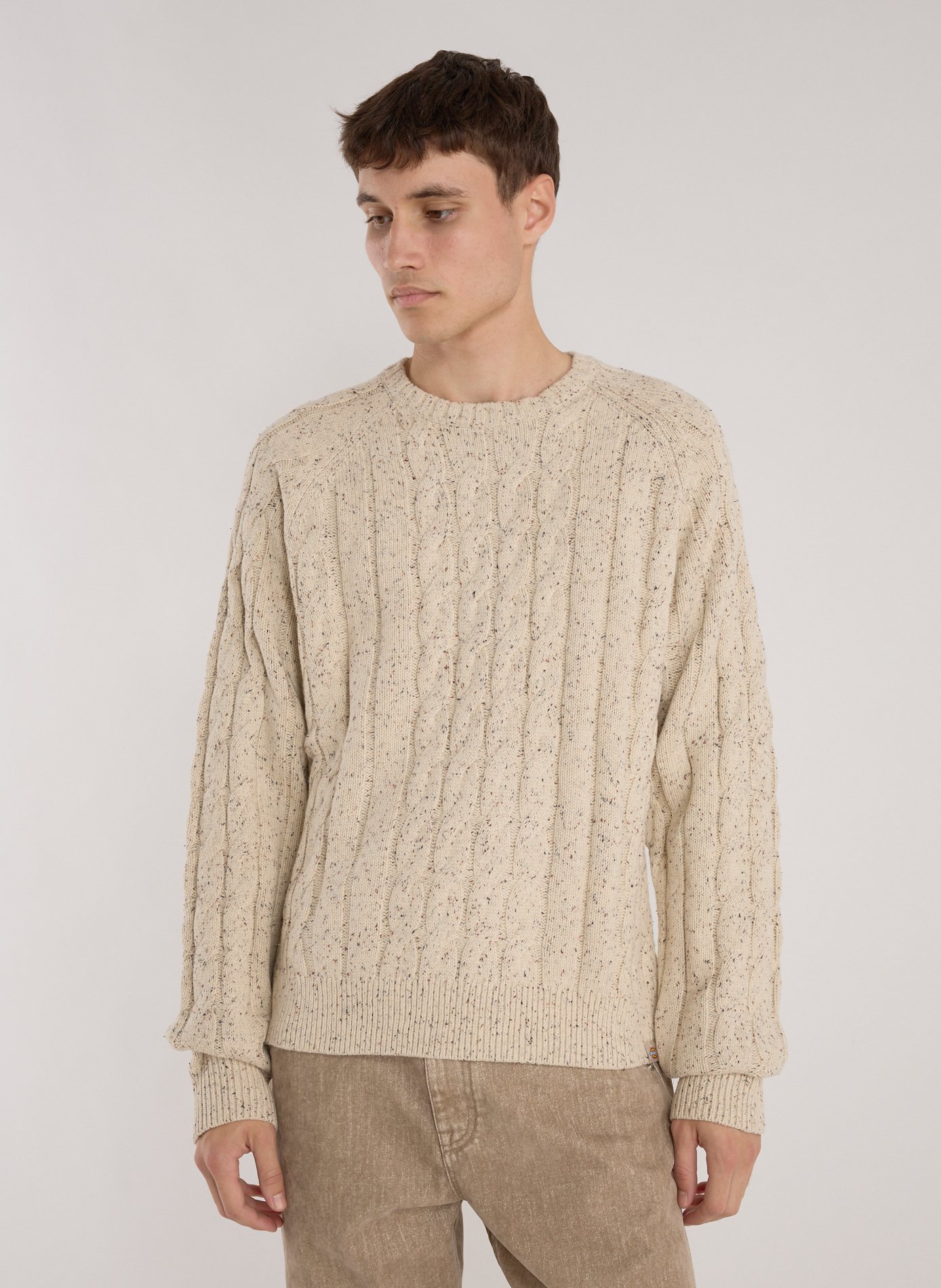 DICKIES Straight knit sweater in twisted cotton. Beige