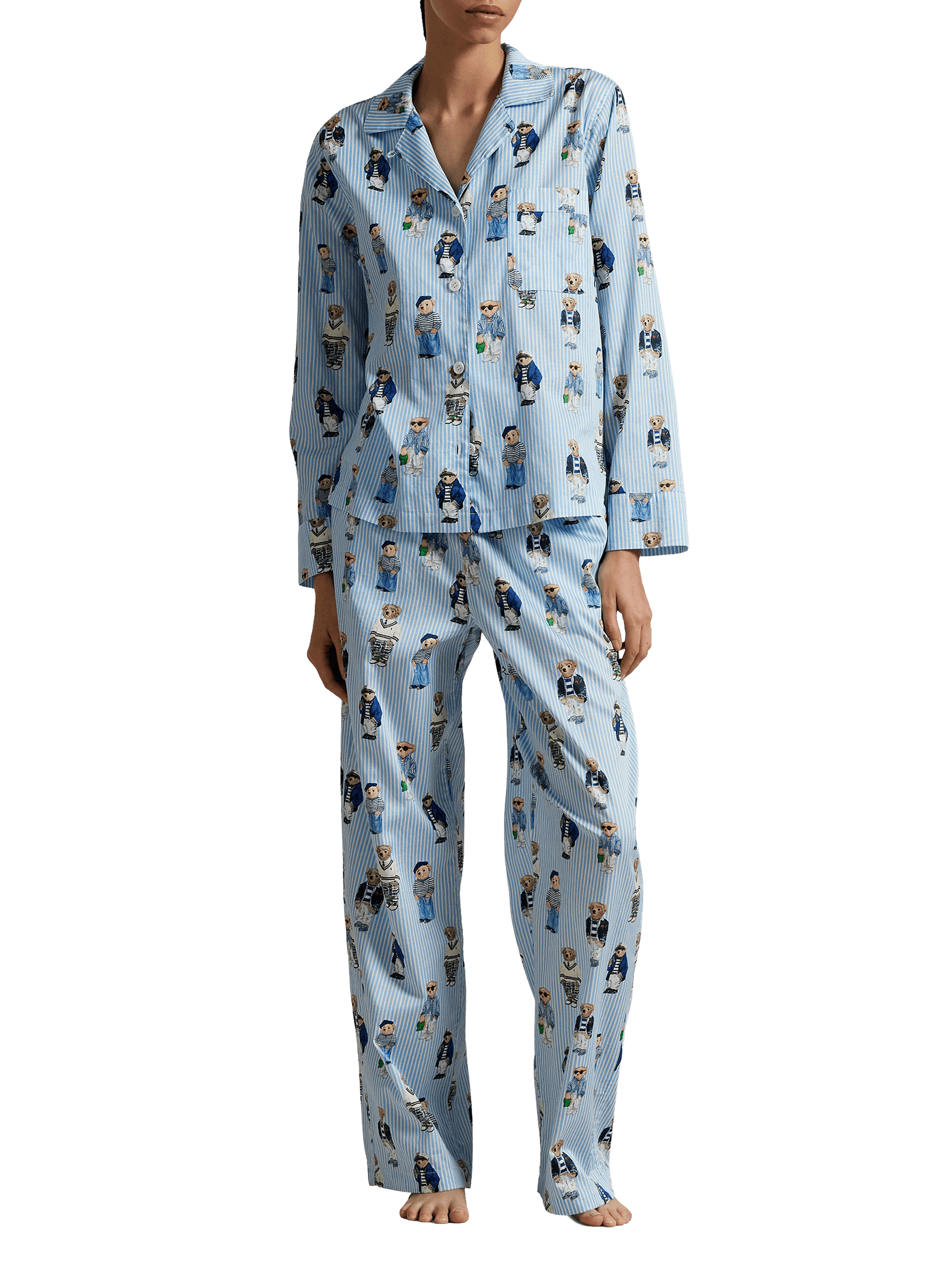 POLO RALPH LAUREN Striped cotton pajama set Blue