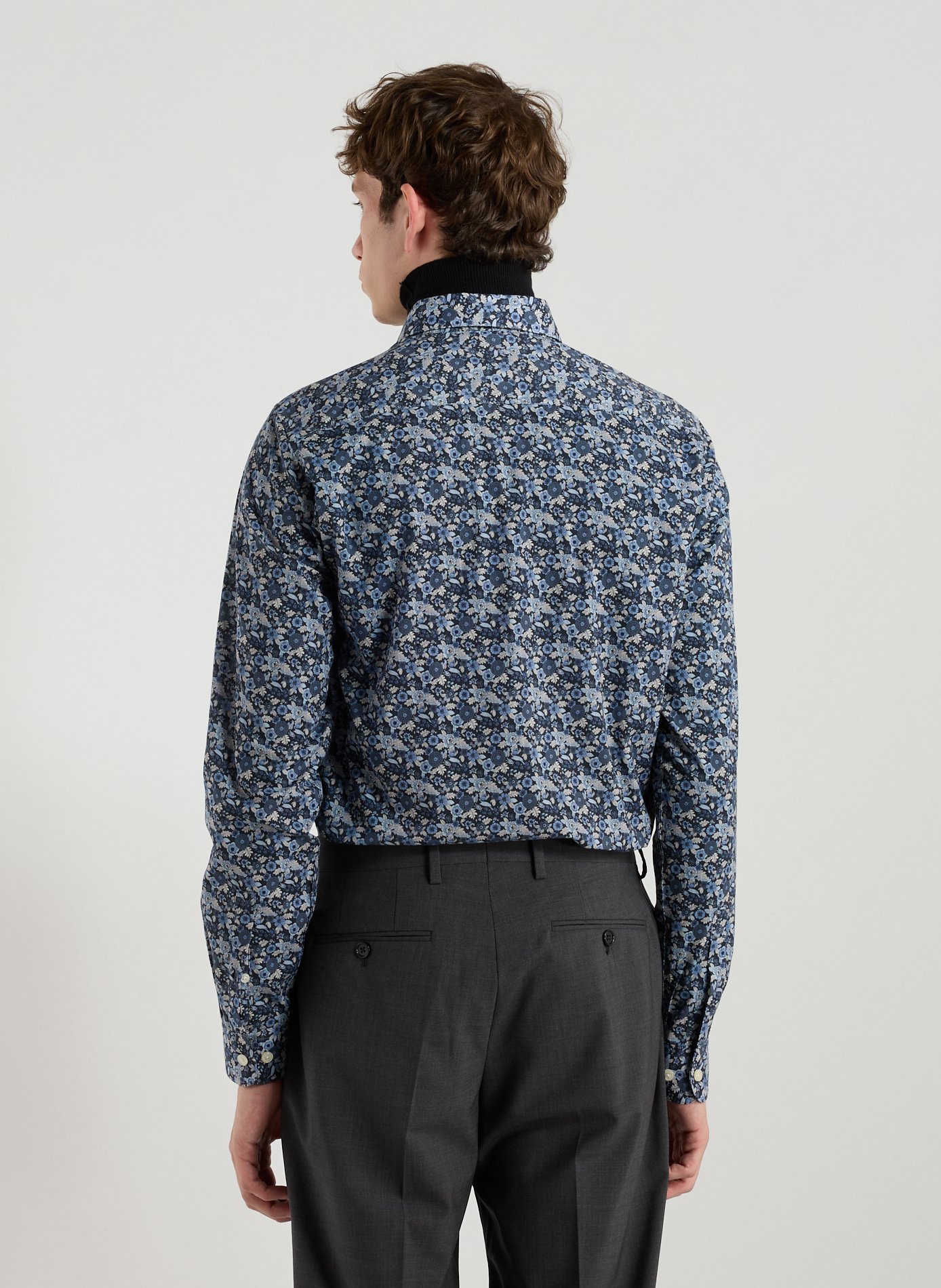 Floral straight cotton shirt AU PRINTEMPS PARIS Blue