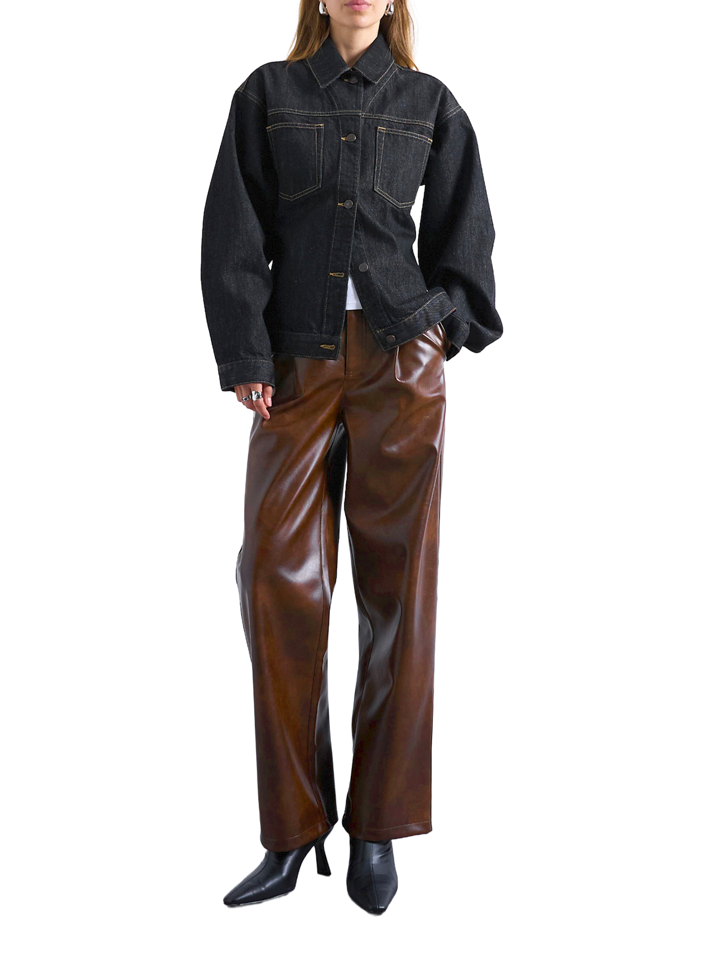 Pantalon en simili cuir  TOPSHOP Orange