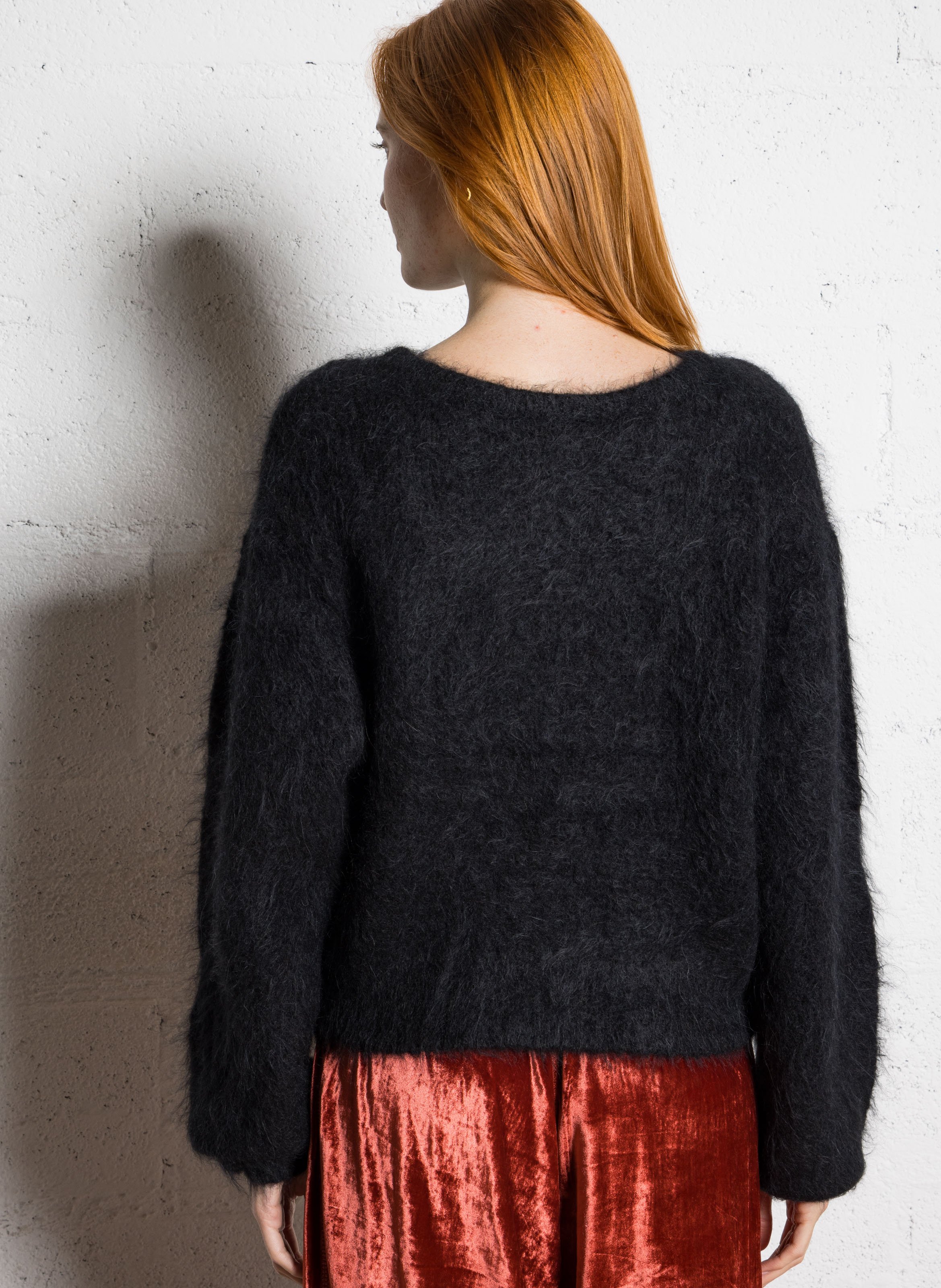 Pull oversize col rond en laine mélangée niby AMERICAN VINTAGE Noir