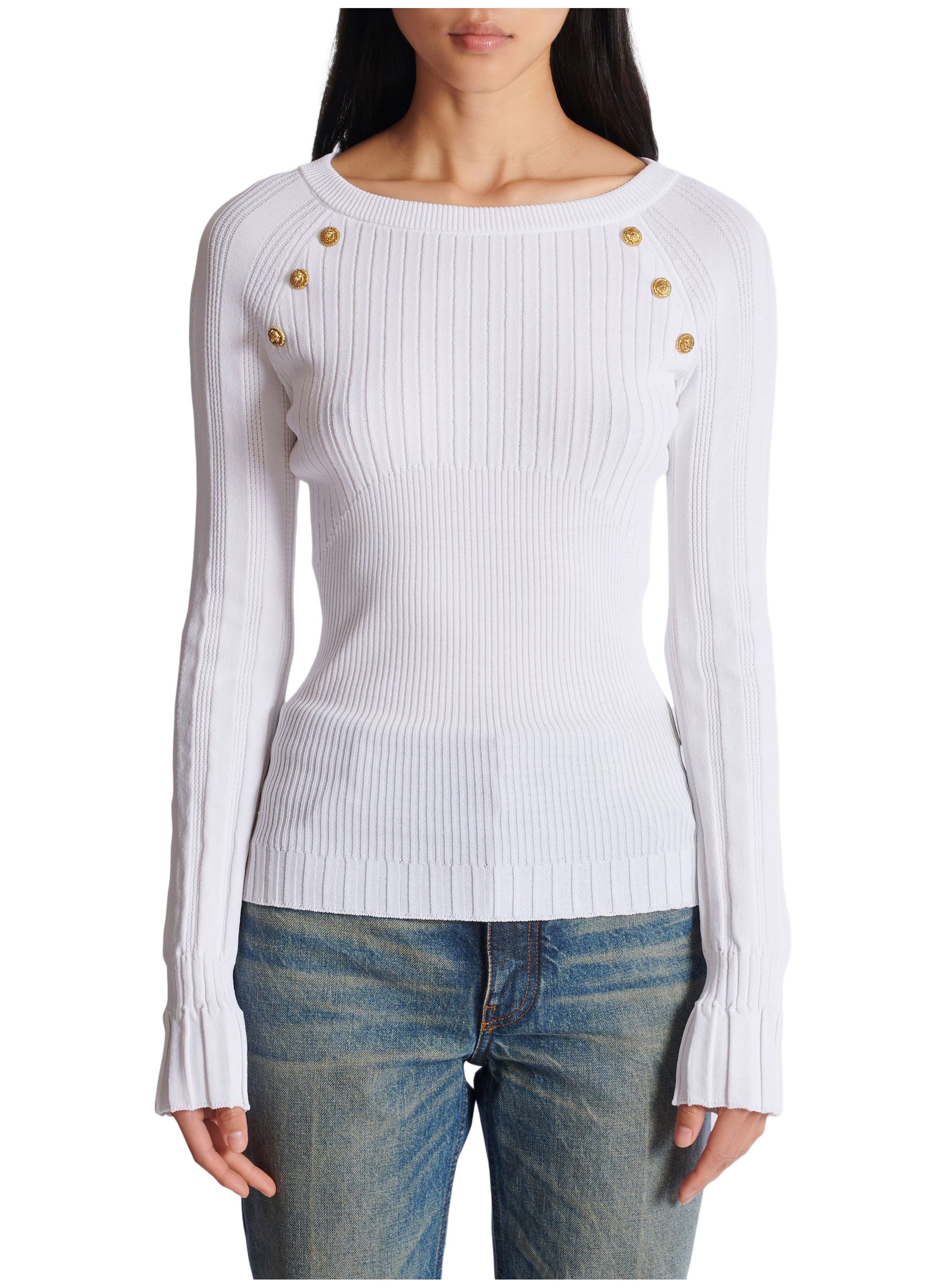 Top en maille avec boutons Blanc