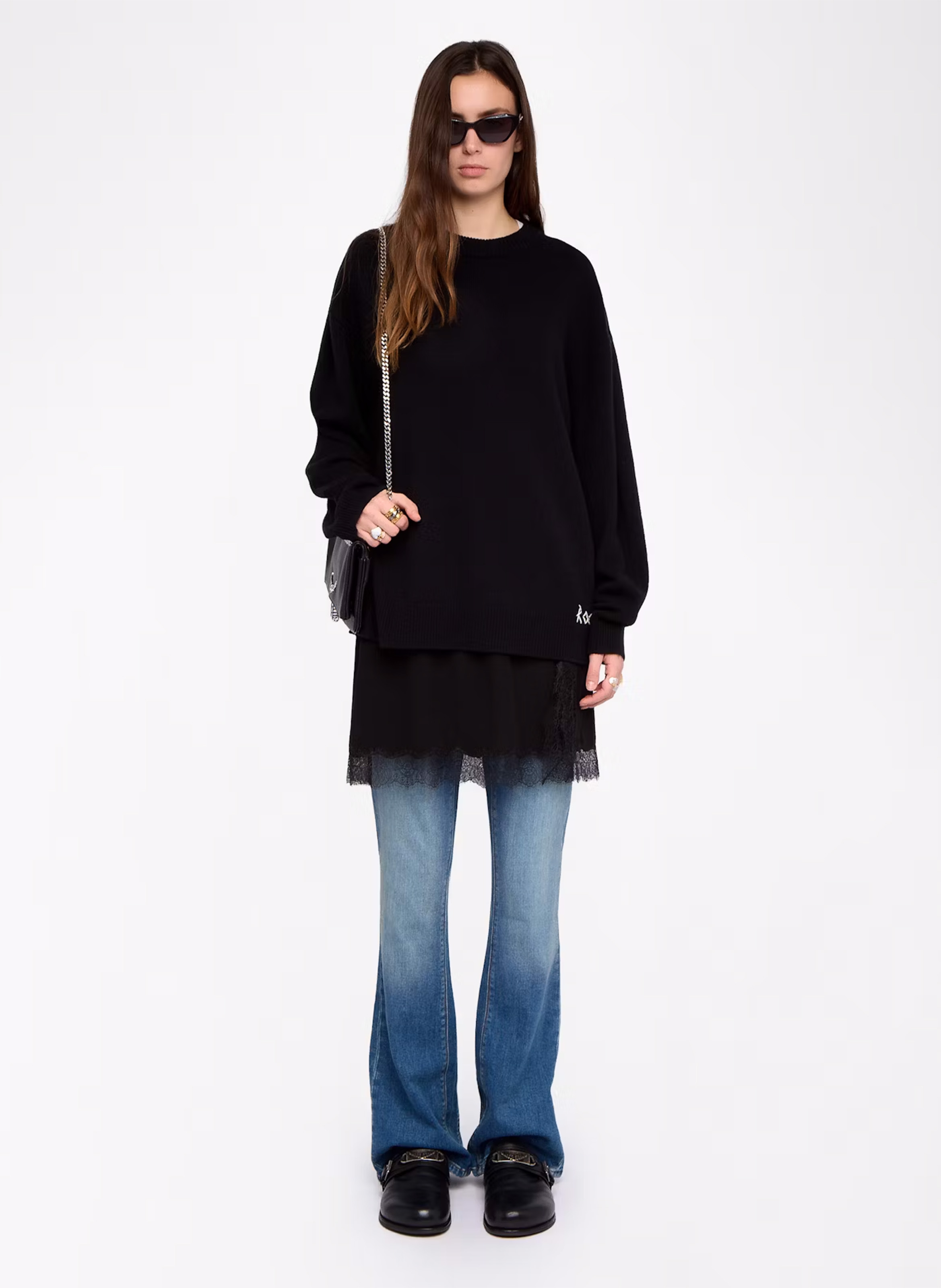 Pull col rond en laine mélangée swyna ZADIG&VOLTAIRE Noir