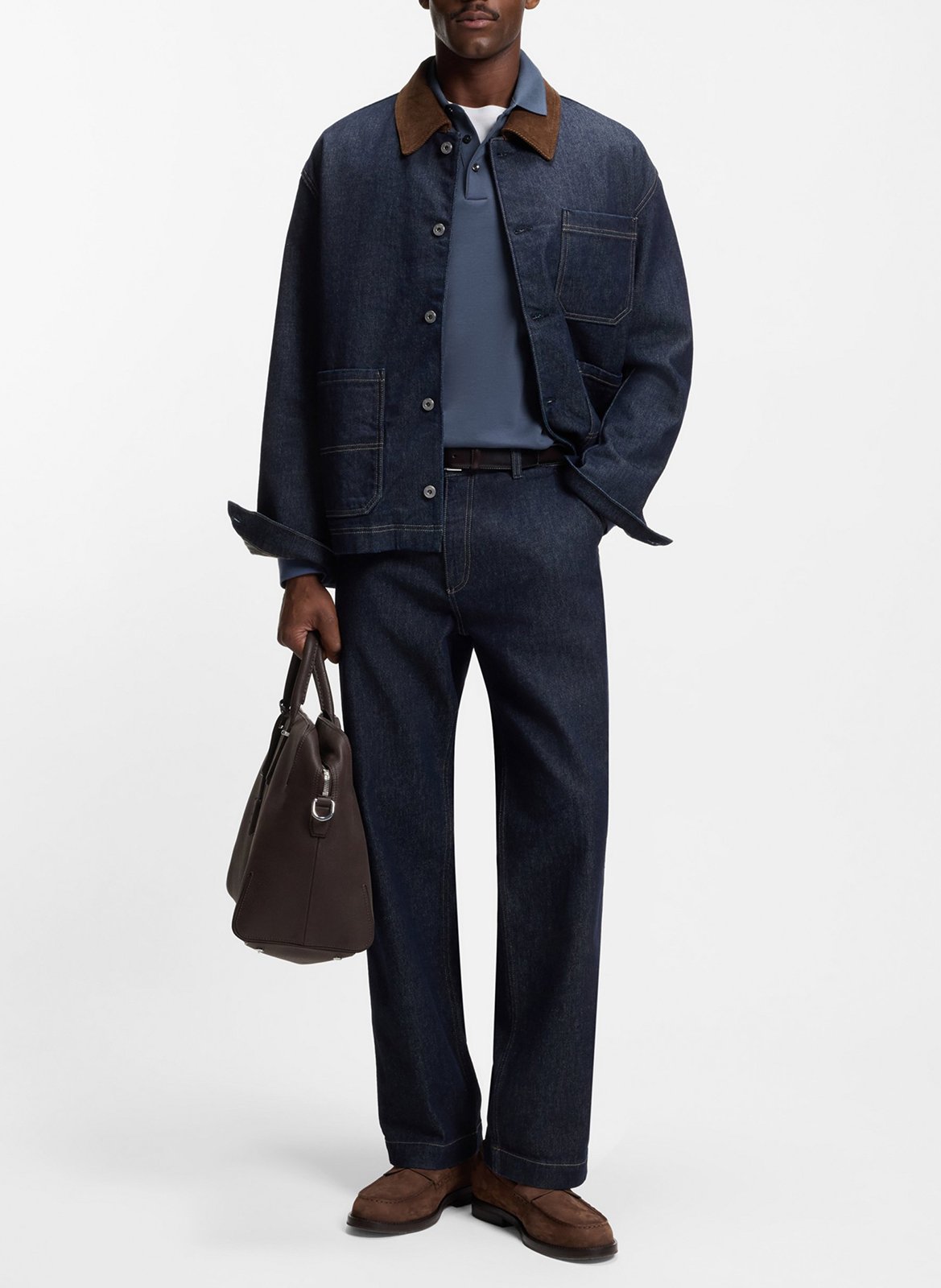 Polo col classique en coton BOSS Bleu